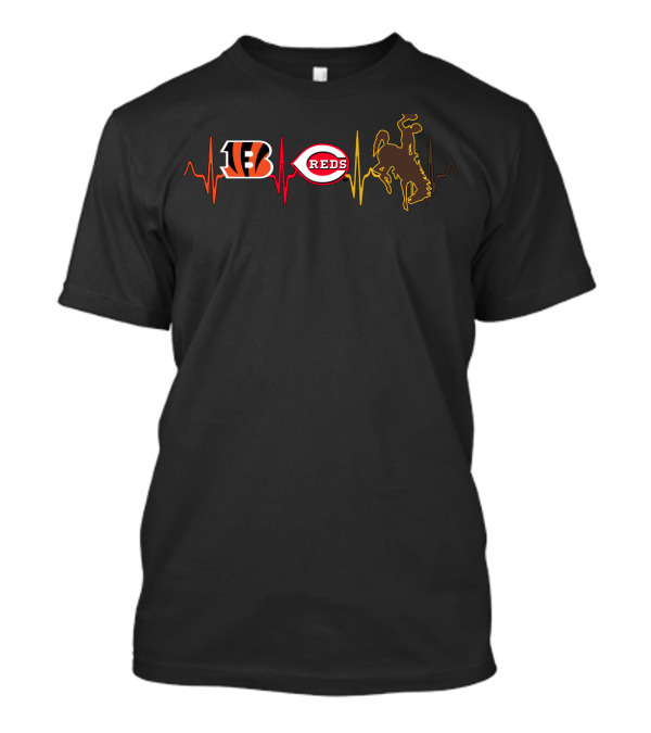 Bengals Reds Wyoming Cowboys Heartbeat T-Shirt