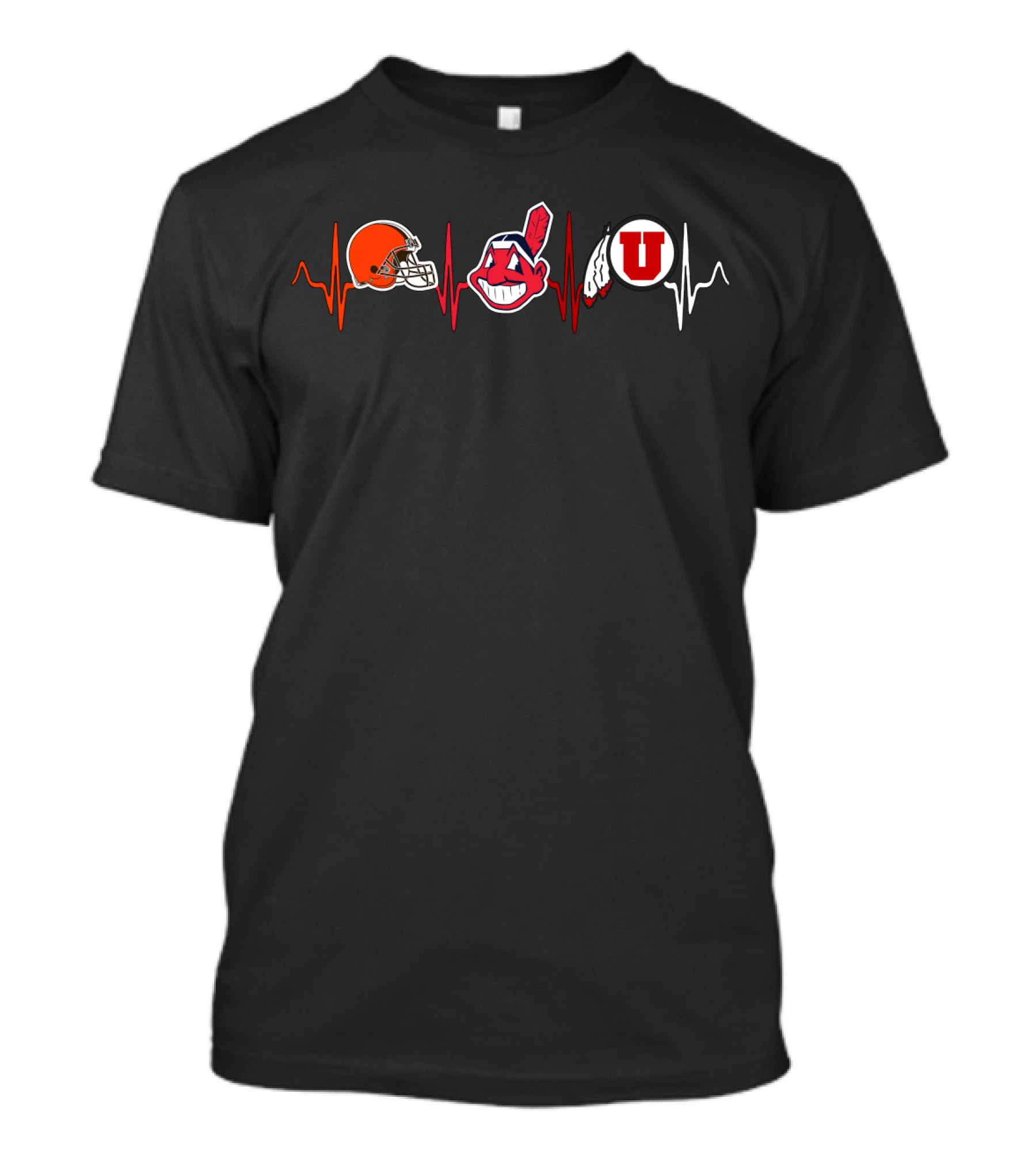 Cleveland Browns Indians Utah Utes Heartbeat T-Shirt