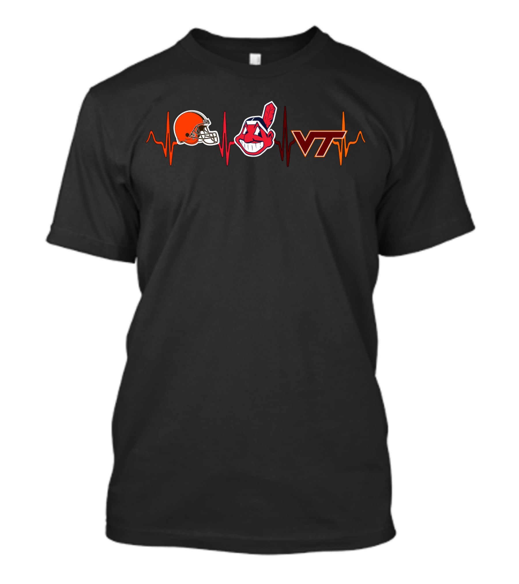 Cleveland Browns Chief Wahoo Vt Hokies Heartbeat T-Shirt