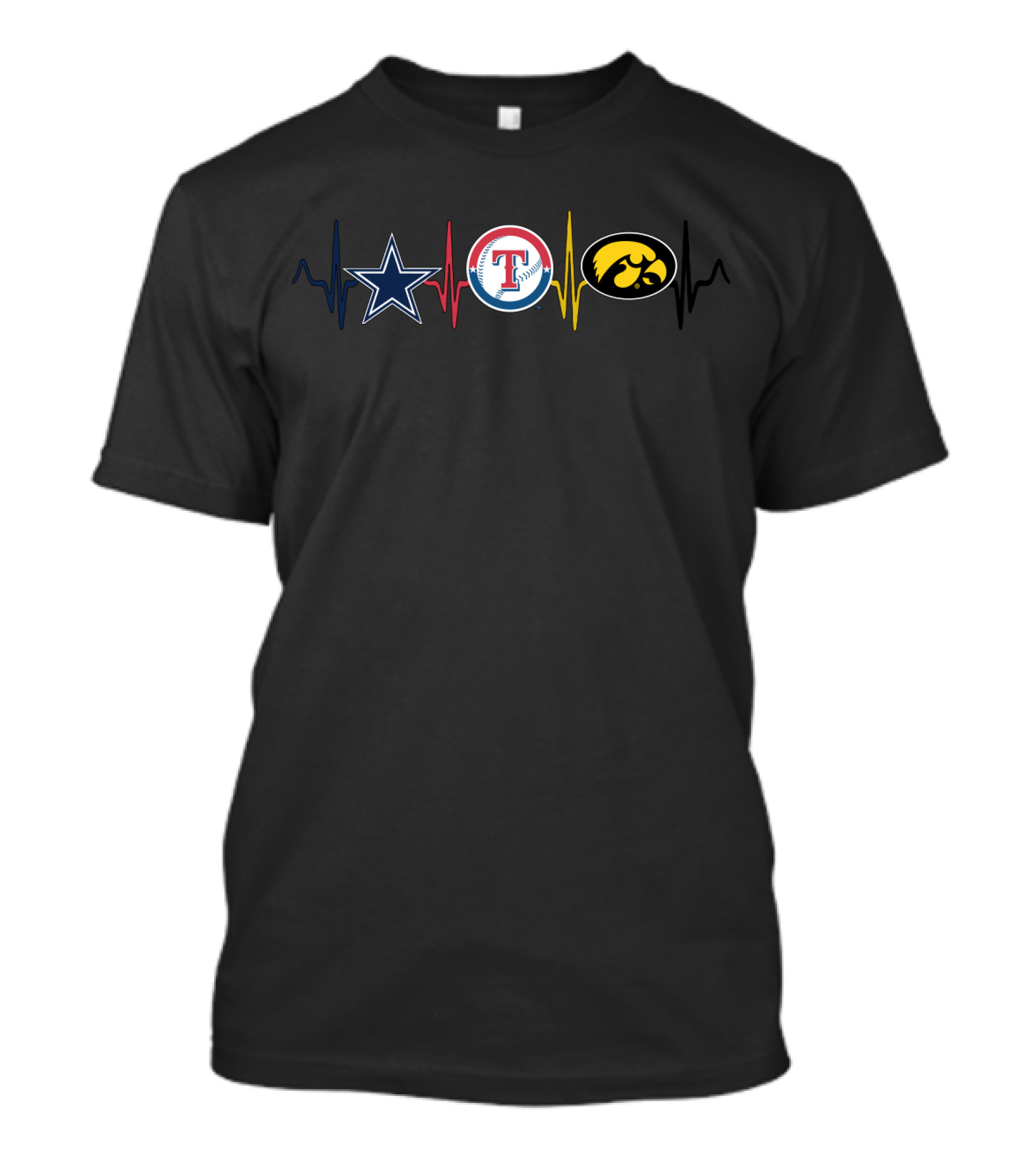 Cowboys Rangers Iowa Heartbeat Love T-Shirt