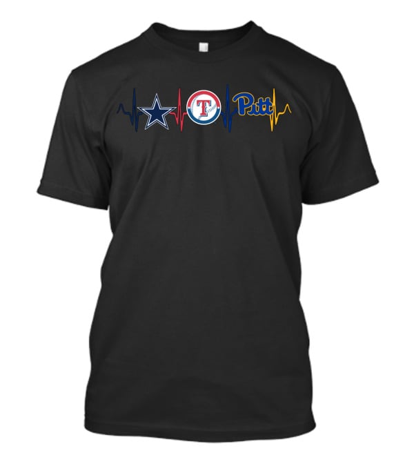 Dallas Cowboys Texas Rangers Pittsburgh Panthers Heartbeat T-Shirt