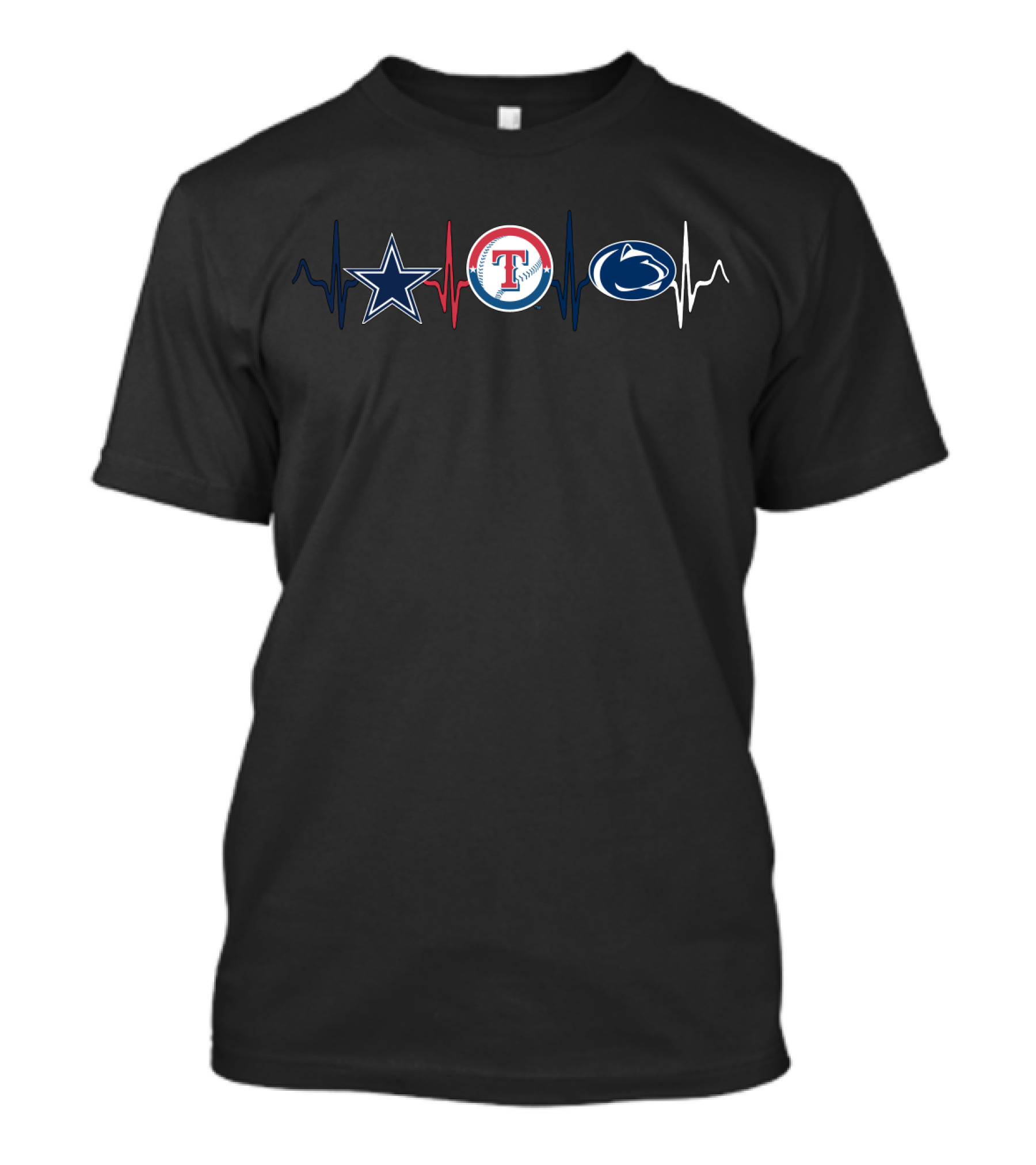 Dallas Cowboys Texas Rangers Penn State Nittany Lions Heartbeat T-Shirt