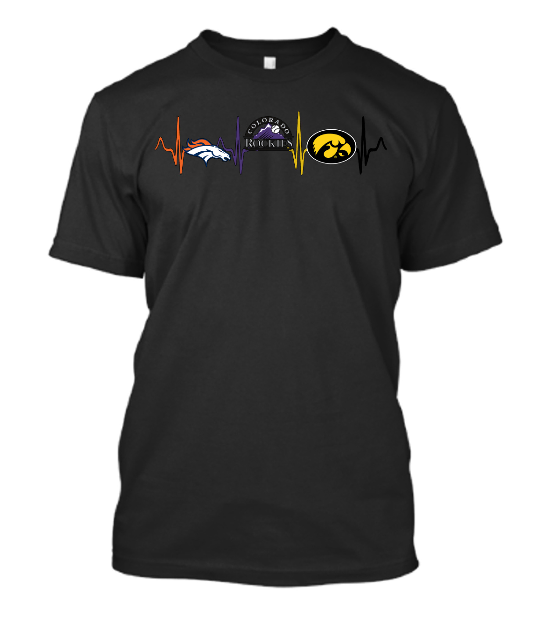 Love Broncos Rockies Iowa Heartbeat Fan Collection T-Shirt