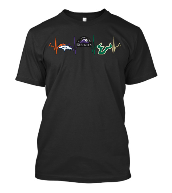 Love Broncos Colorado Rockies Sfb Heartbeat T-Shirt