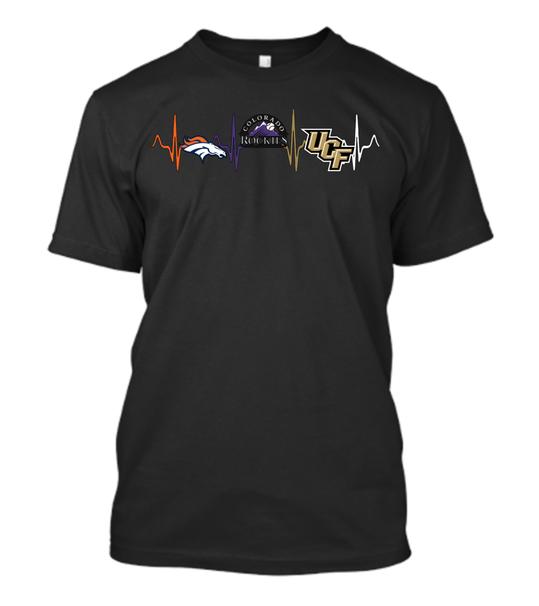 Love Broncos Rockies Ucf Heartbeat T-Shirt