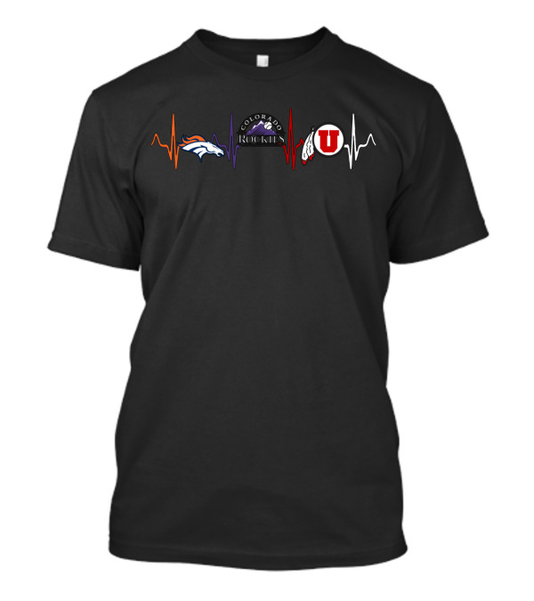 Love Colorado Rockies Broncos Uu Utes Heartbeat T-Shirt