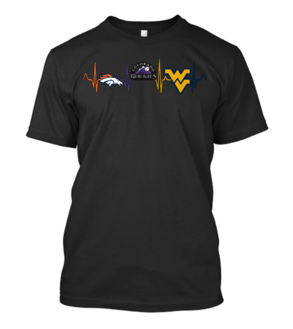 Broncos Colorado Rockies West Virginia Mountaineers Heartbeat T-Shirt