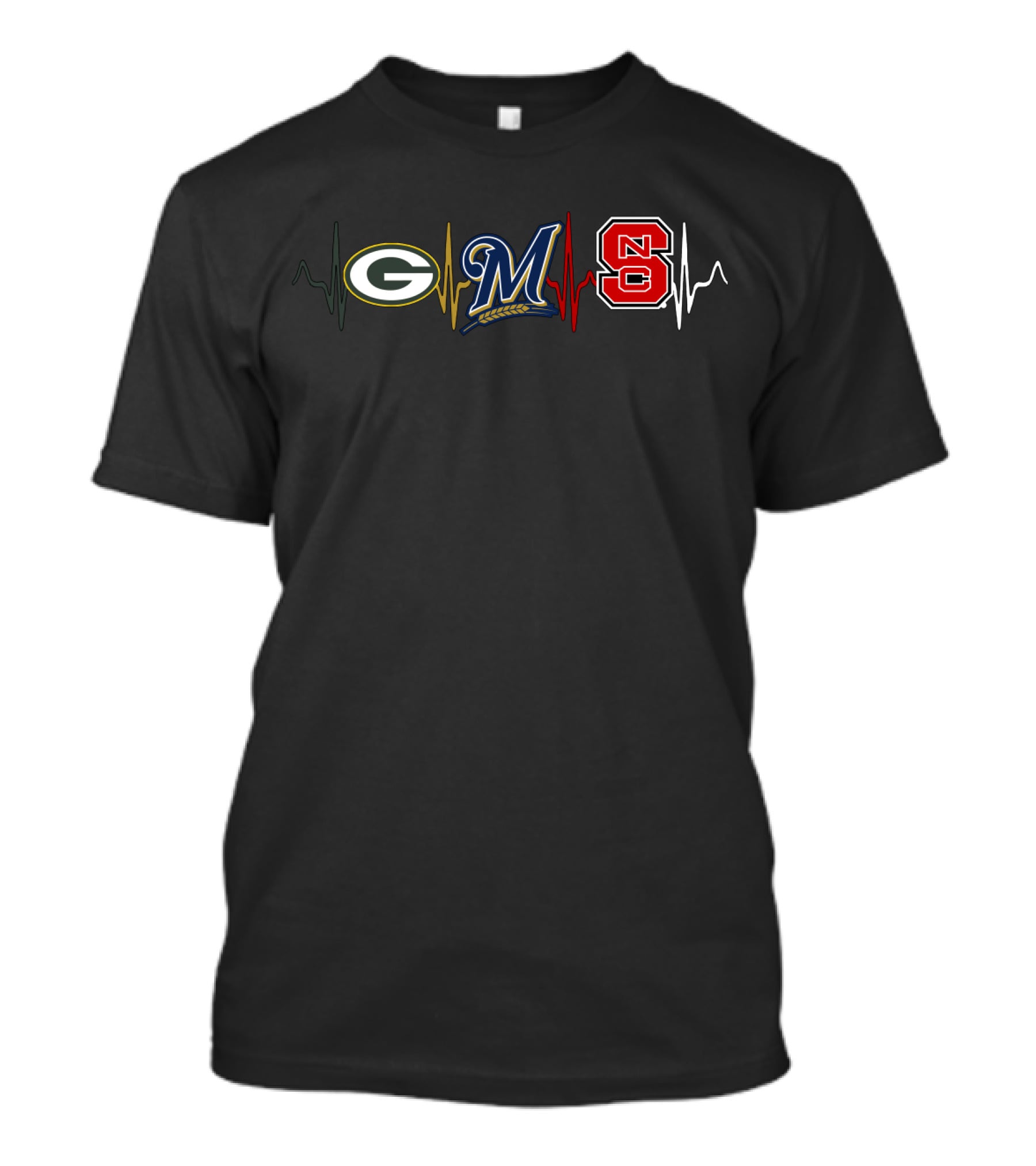 Packers Brewers Nc State Heartbeat T-Shirt