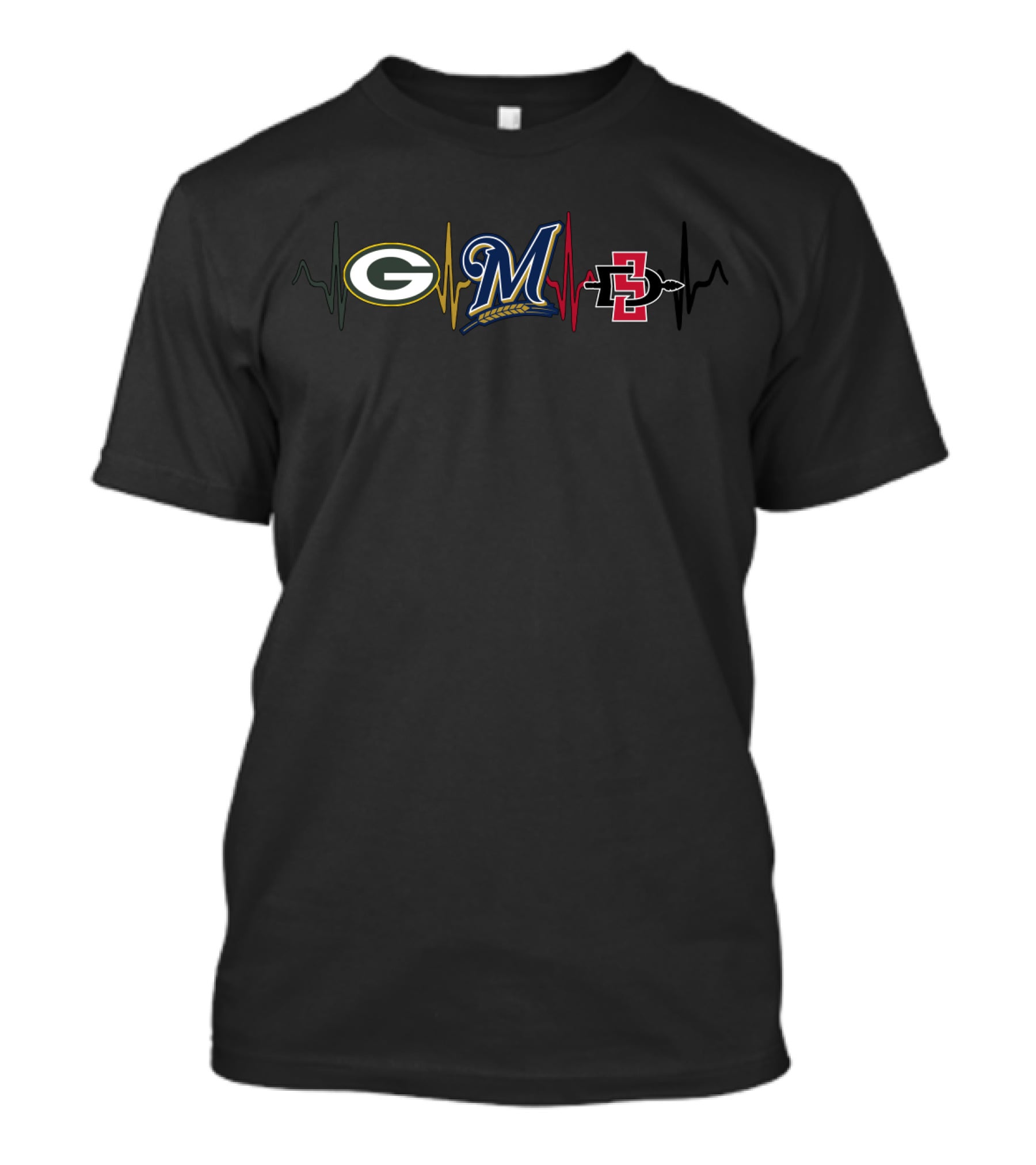 Packers Brewers San Diego State Heartbeat T-Shirt