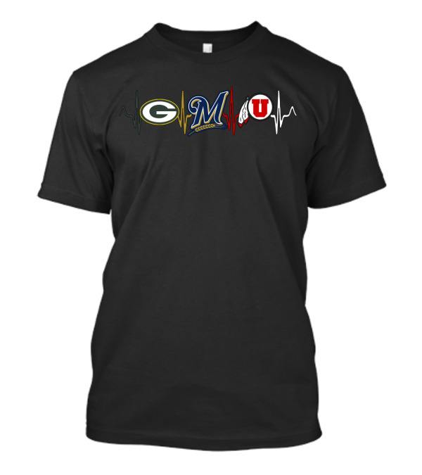 Packers Brewers Utes Heartbeat T-Shirt