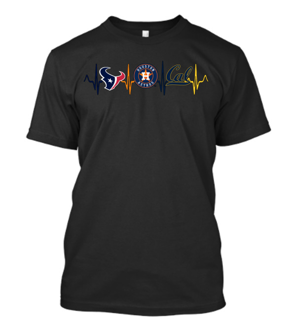 Houston Texans Astros Cal Golden Bears Ekg Heartbeat Fan Love T-Shirt