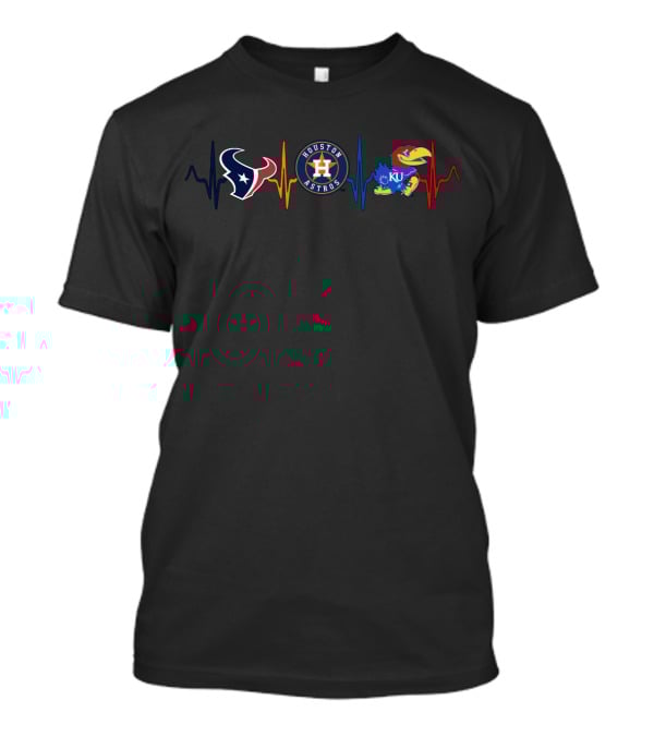 Texans Astros Ku Jayhawks Heartbeat Love T-Shirt