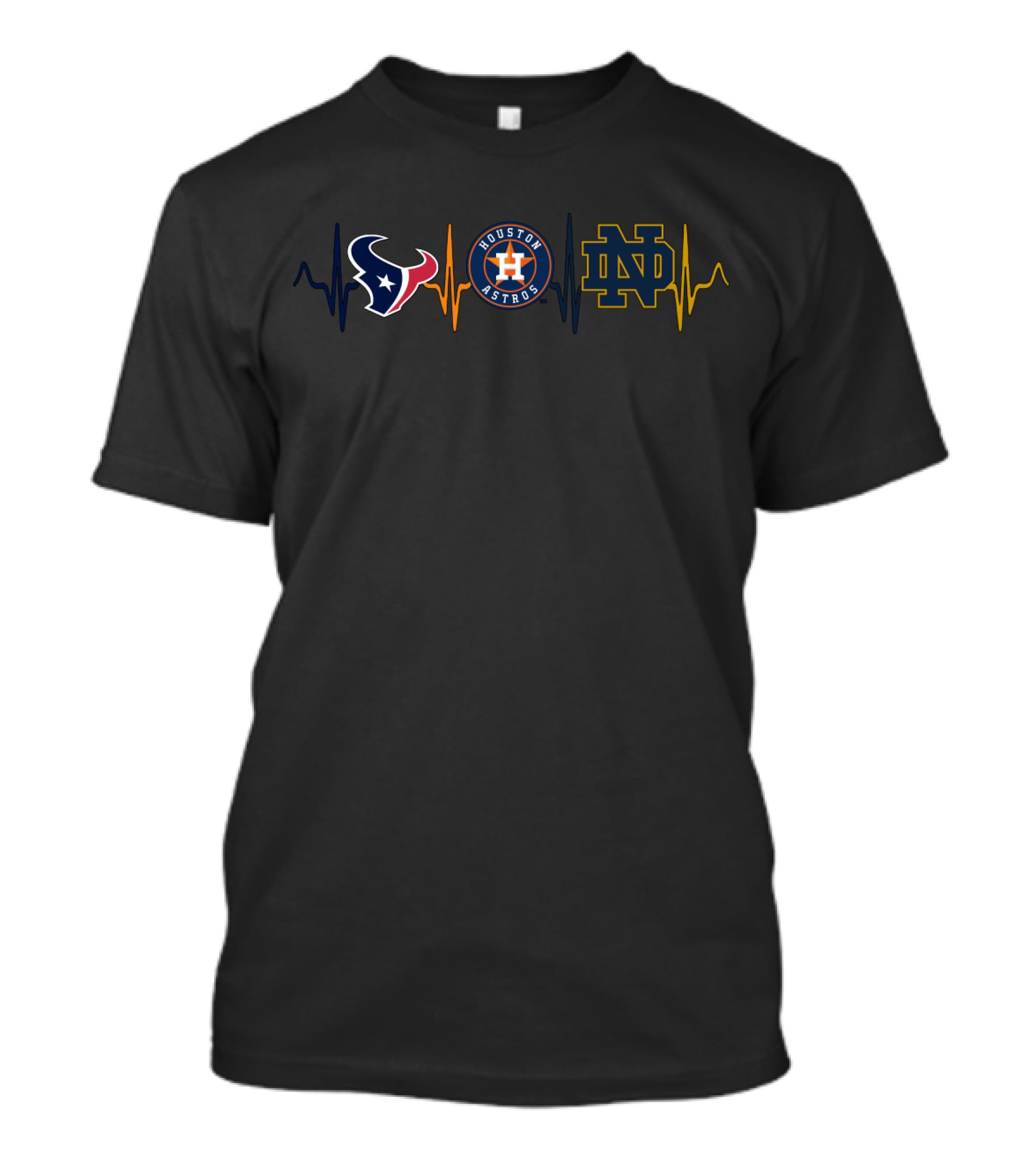 Texans Astros Notre Dame Heartbeat T-Shirt