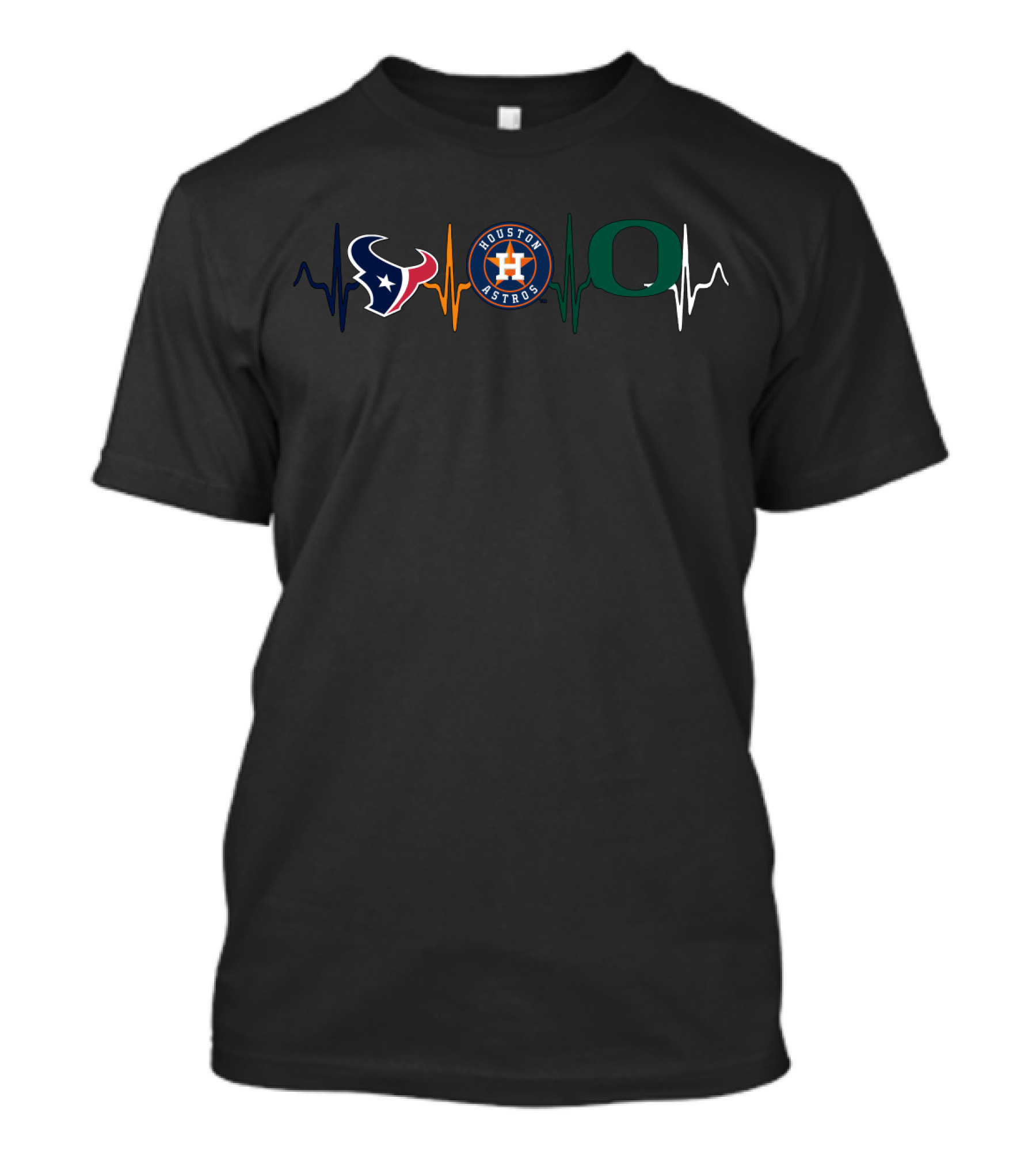 Love Texans Houston Astros Oregon Ducks Heartbeat T-Shirt