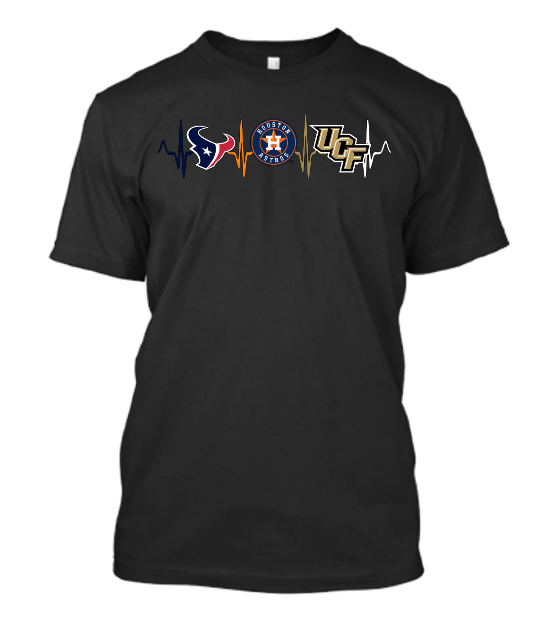 Love Houston Texans Astros With Ucf Heartbeat T-Shirt