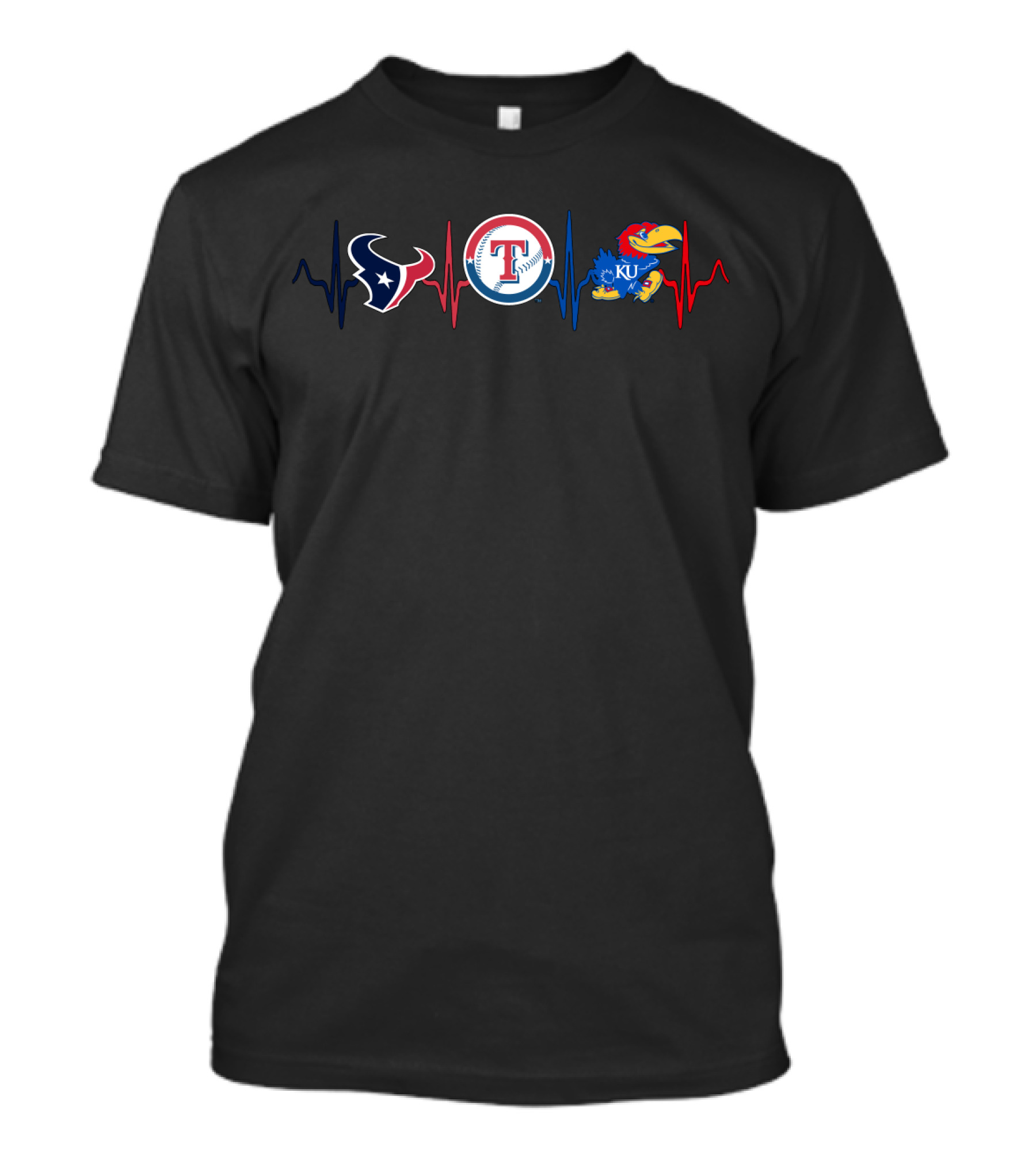 Texans Rangers Ku Heartbeat Love T-Shirt