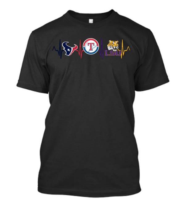 Love Texans Rangers Lsu Tigers Heartbeat T-Shirt