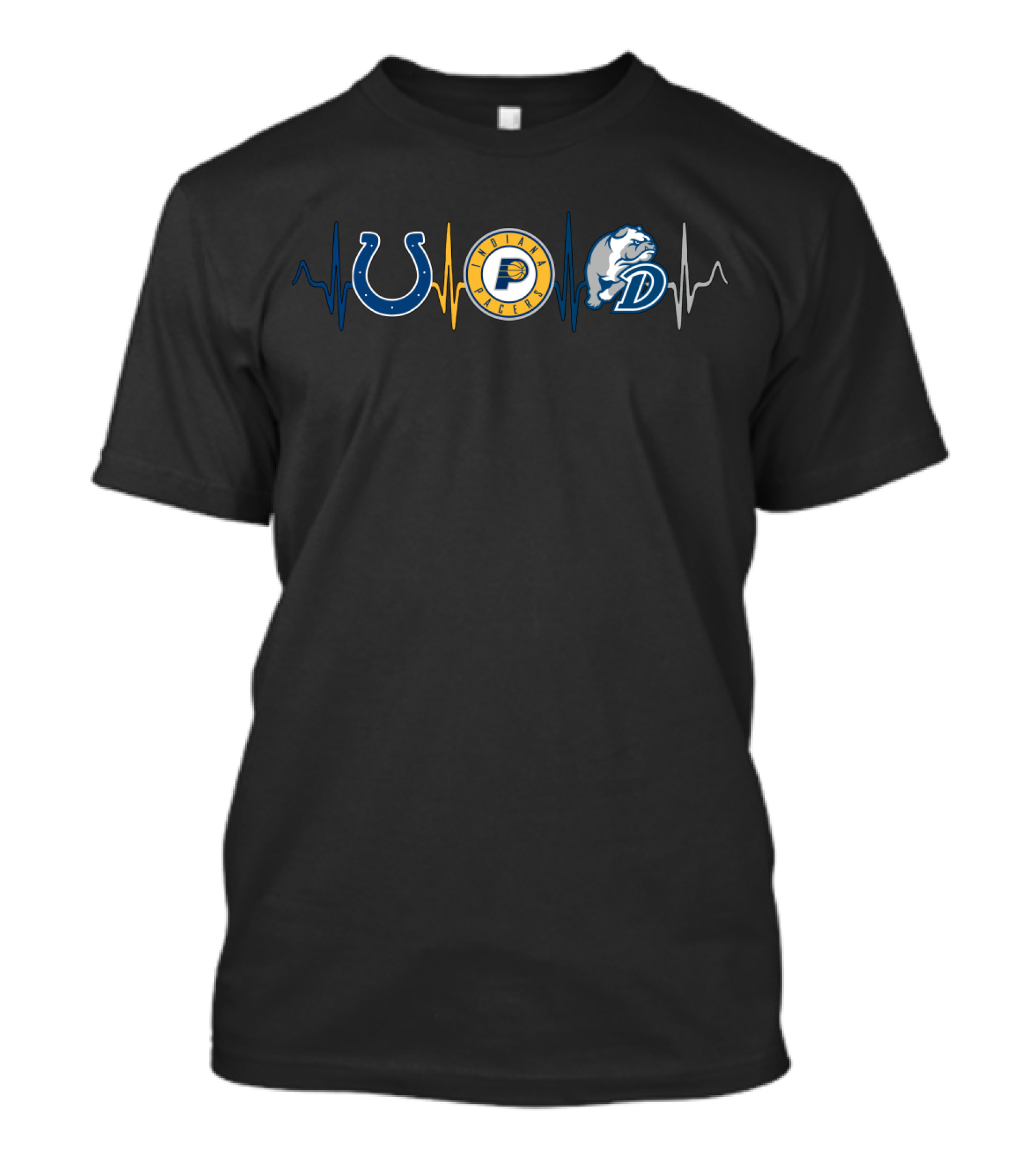 Colts Pacers Bulldogs Love Heartbeat T-Shirt