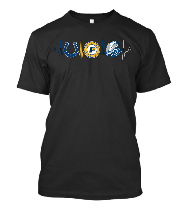 Colts Pacers Bulldogs Love Heartbeat T-Shirt