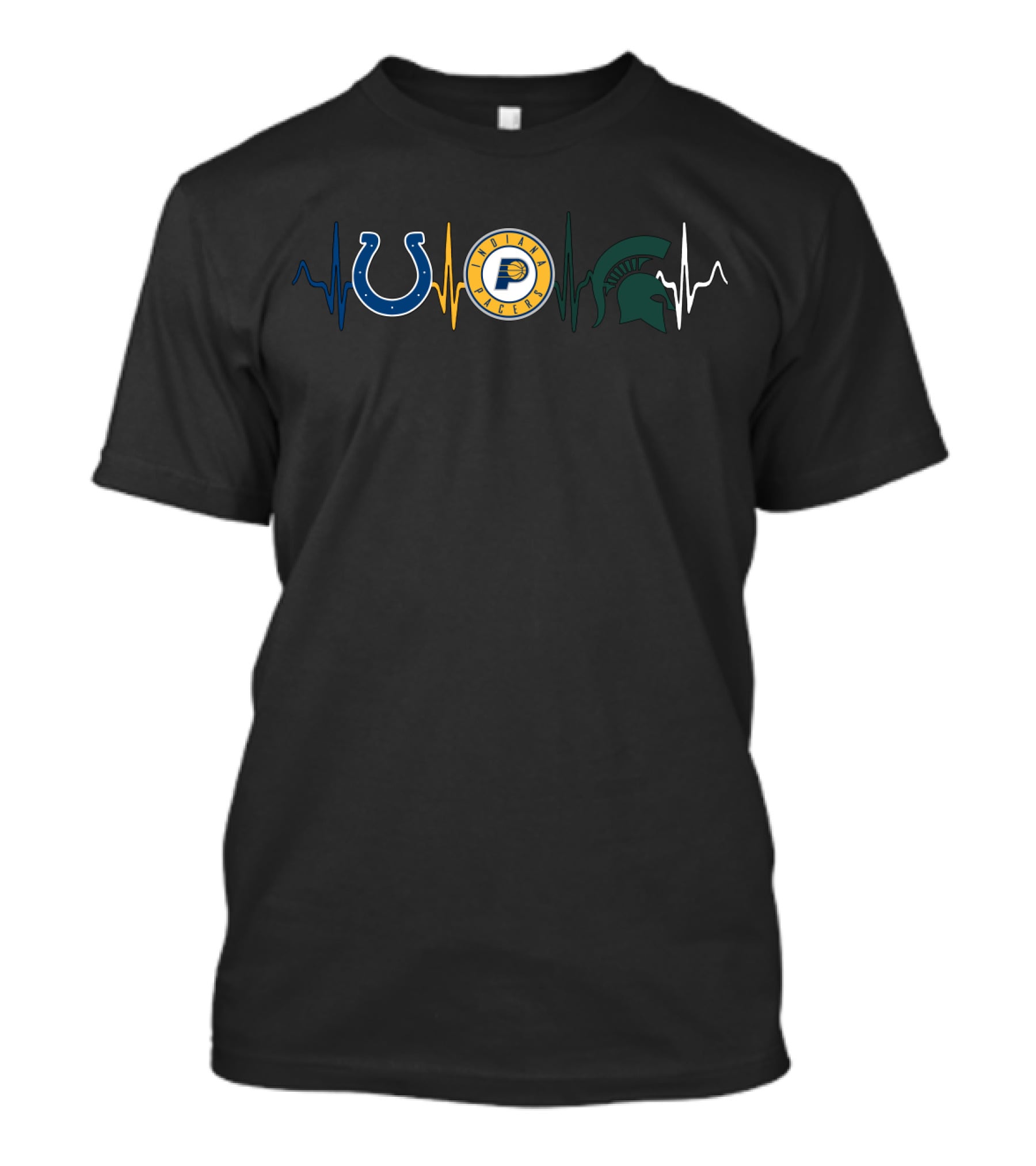 Love Colts Pacers Spartans Heartbeat T-Shirt