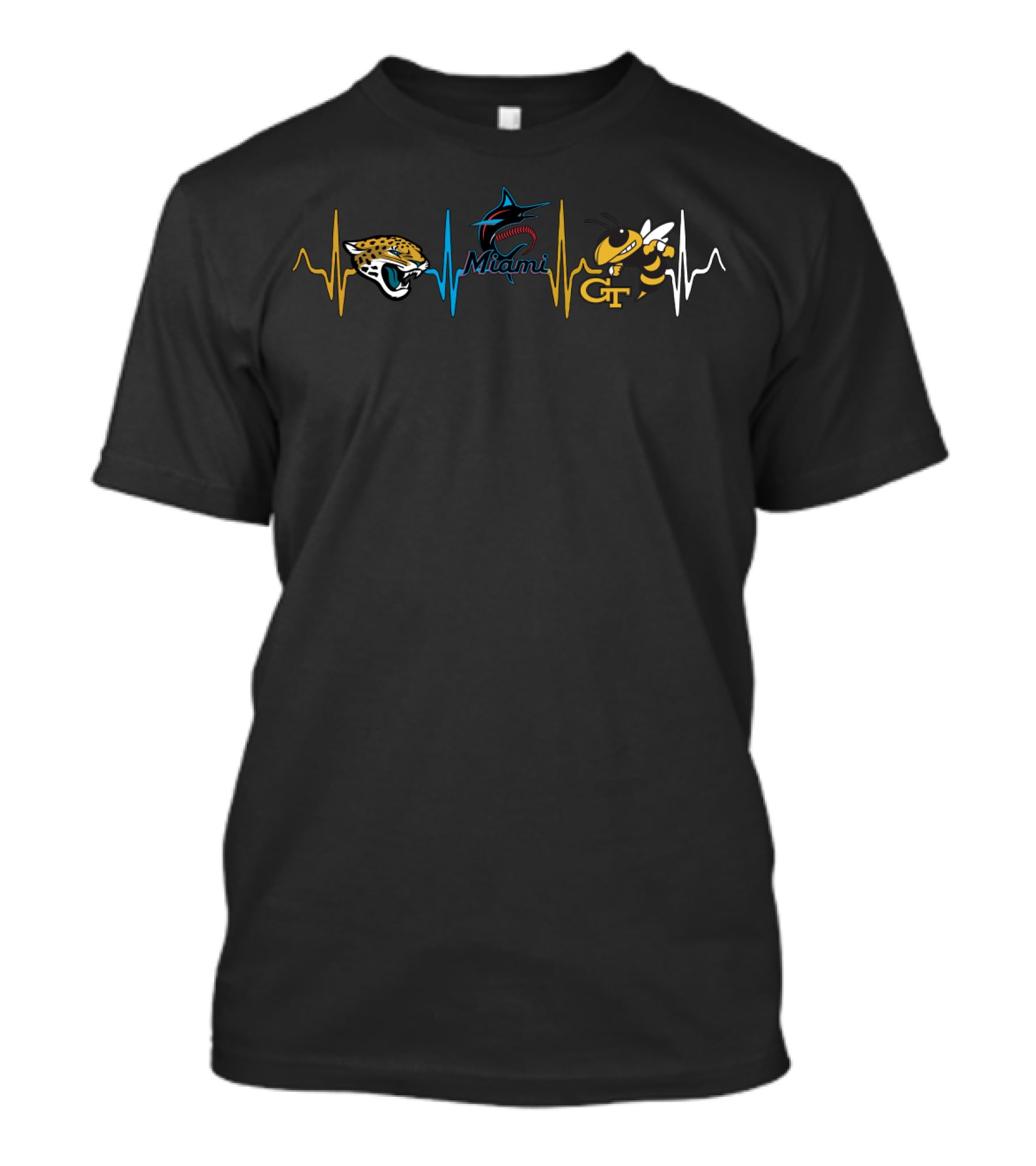Miami Jaguars Marlins Gt Heartbeat T-Shirt