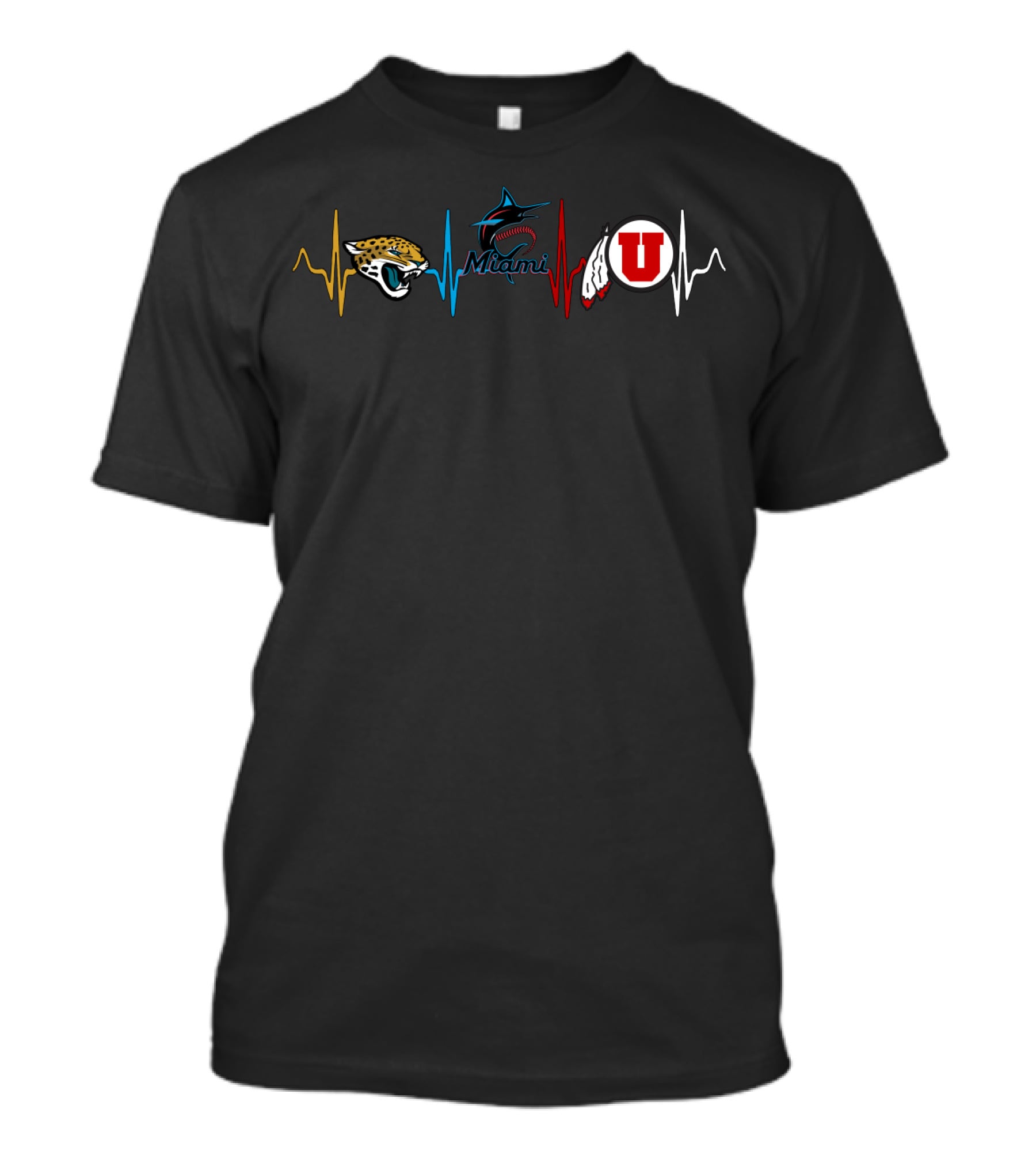 Jacksonville Jaguars Miami Marlins Utah Utes Heartbeat T-Shirt