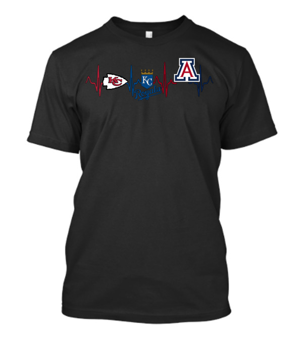 Kansas City Chiefs Royals Arizona Wildcats Heartbeat T-Shirt