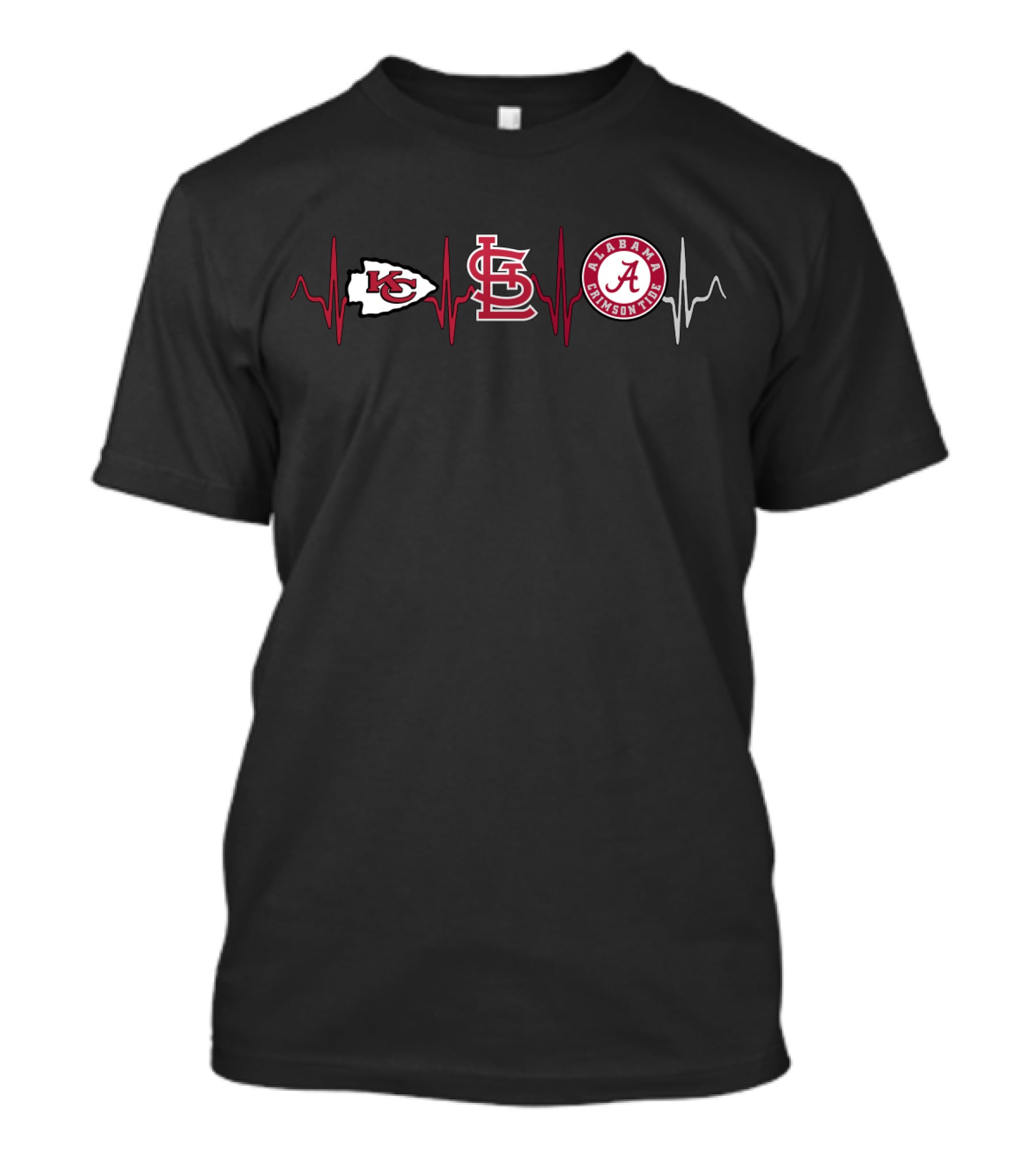 Kansas City Chiefs St. Louis Cardinals Alabama Crimson Tide Heartbeat T-Shirt