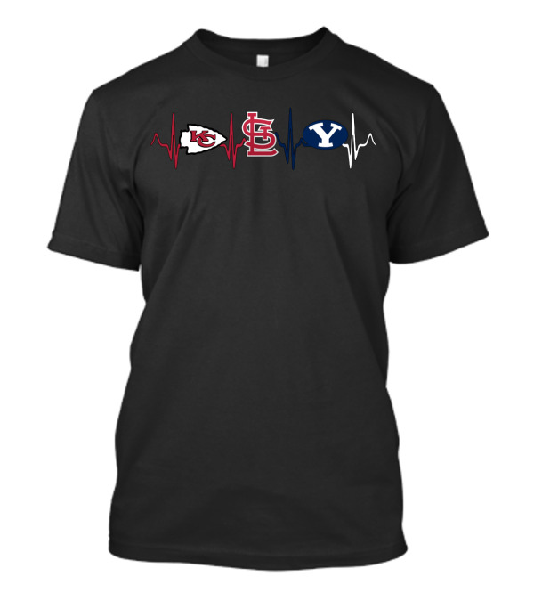 Kansas City Chiefs St. Louis Cardinals Byu Cougars Heartbeat T-Shirt