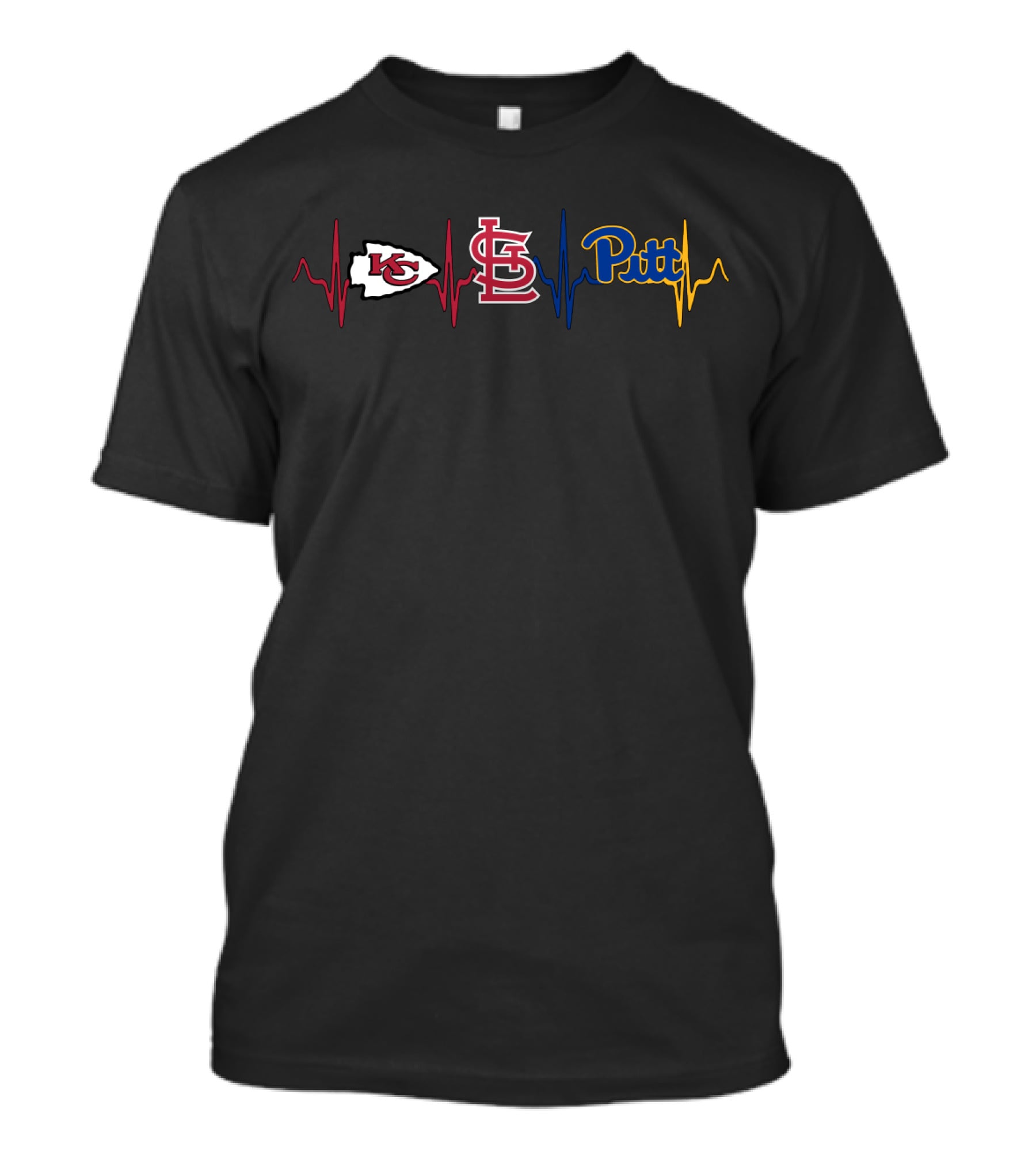 Kansas City Chiefs St. Louis Cardinals Pitt Heartbeat T-Shirt