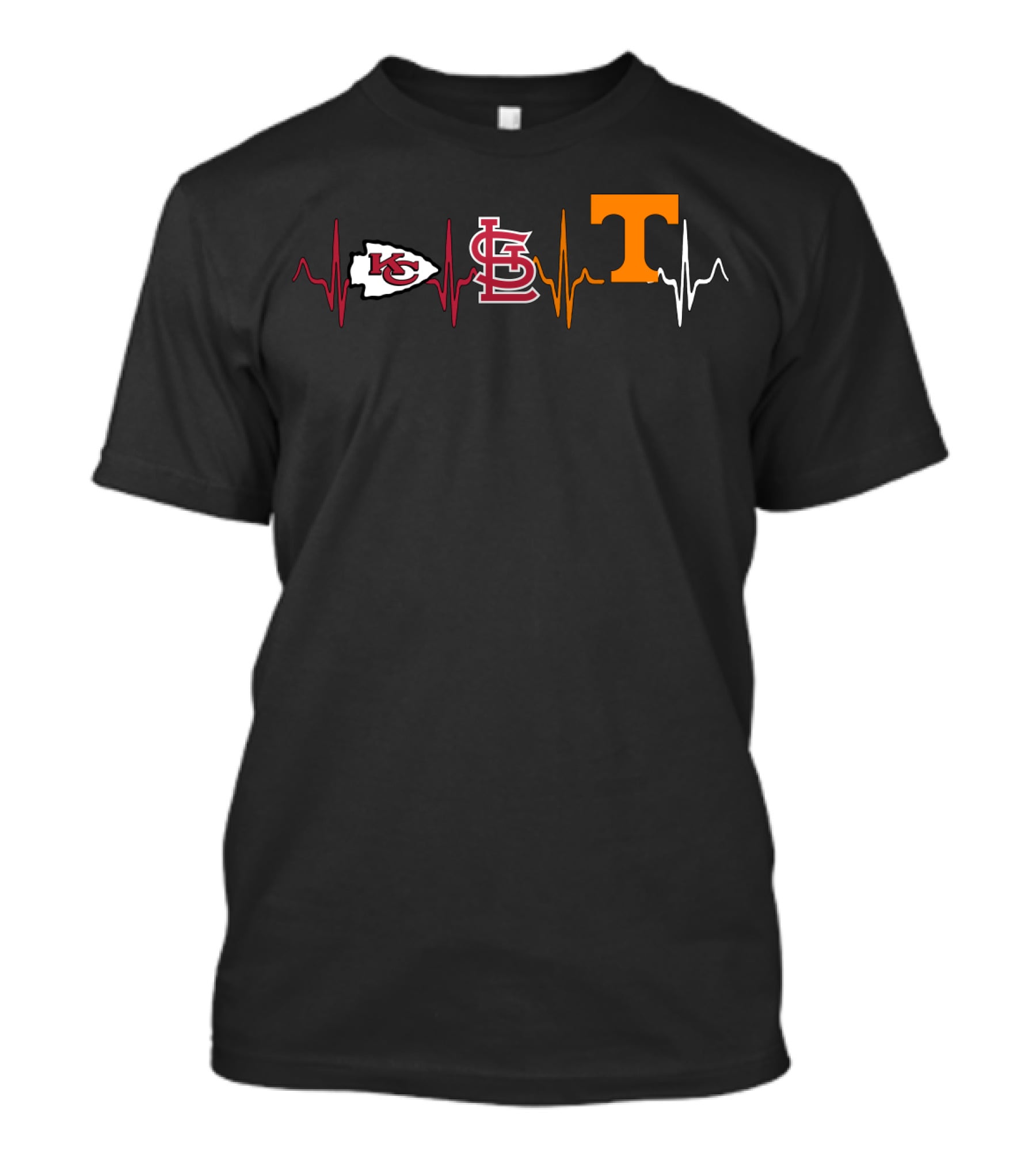 Kansas City Chiefs St. Louis Cardinals Tennessee Vols Heartbeat T-Shirt