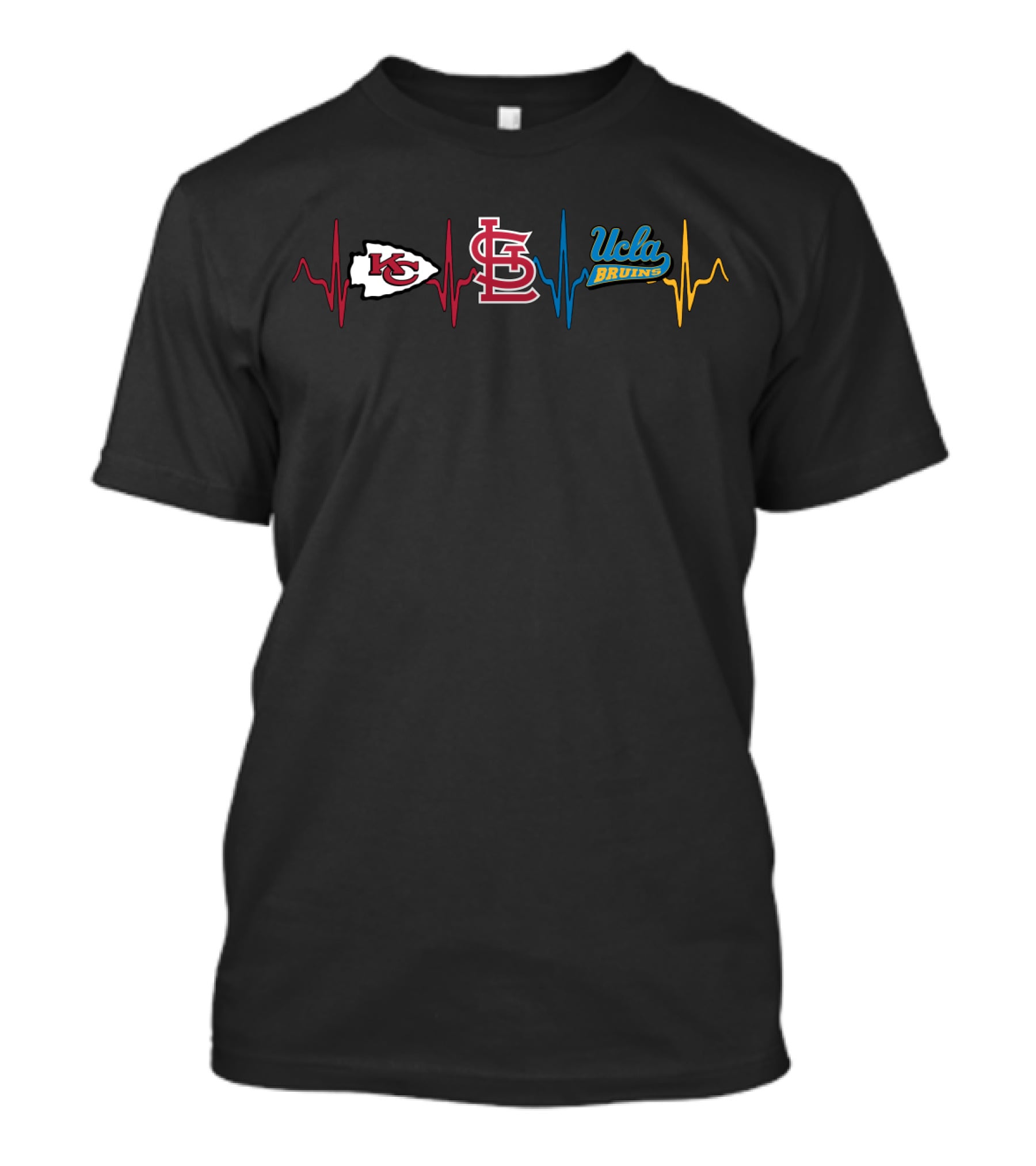 Kansas City Chiefs St. Louis Cardinals Ucla Bruins Heartbeat T-Shirt