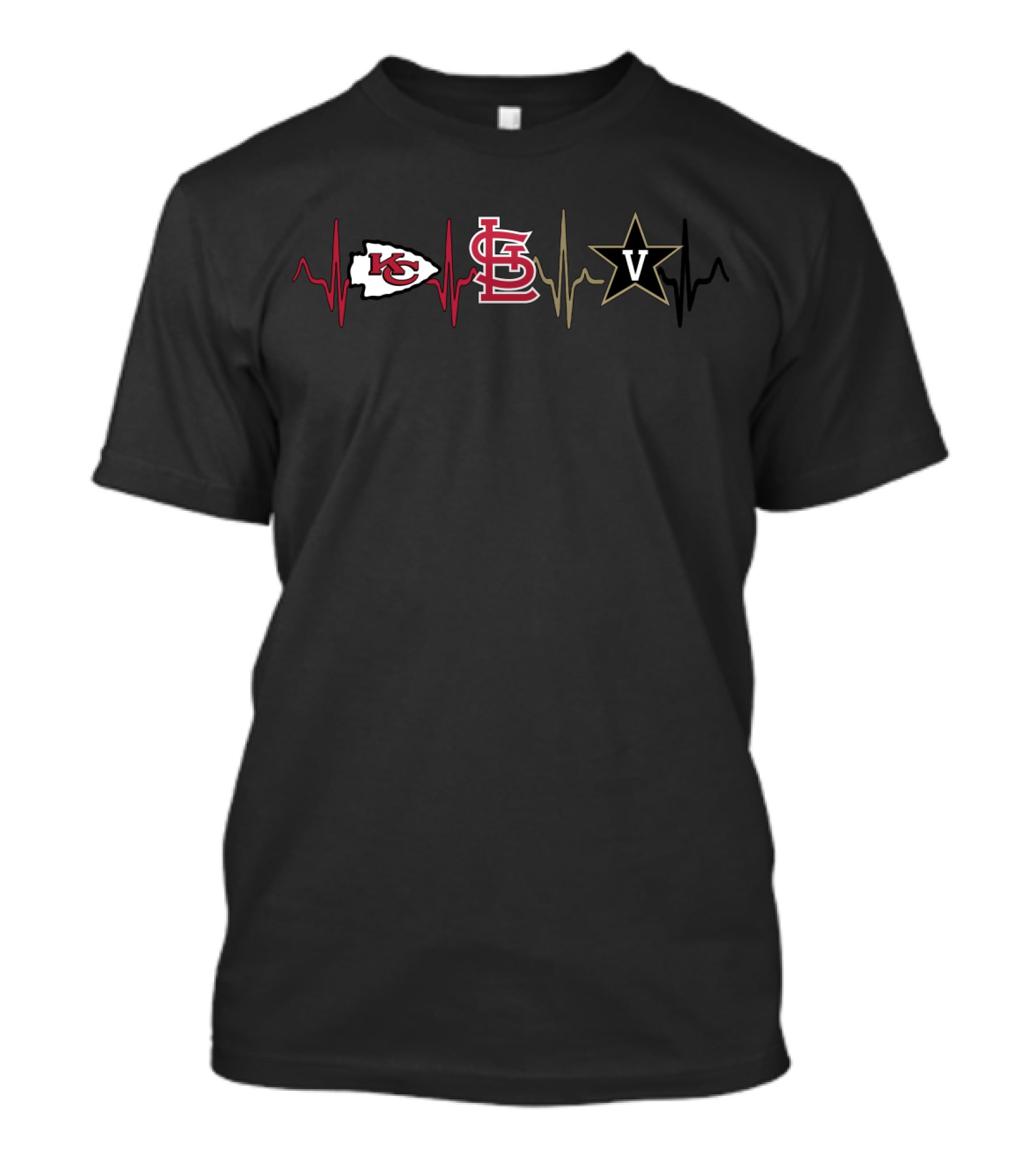 Chiefs Cardinals Vanderbilt Heartbeat T-Shirt