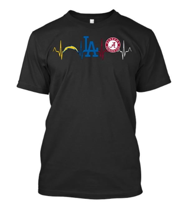 Los Angeles Chargers La Dodgers Alabama Crimson Tide Heartbeat T-Shirt