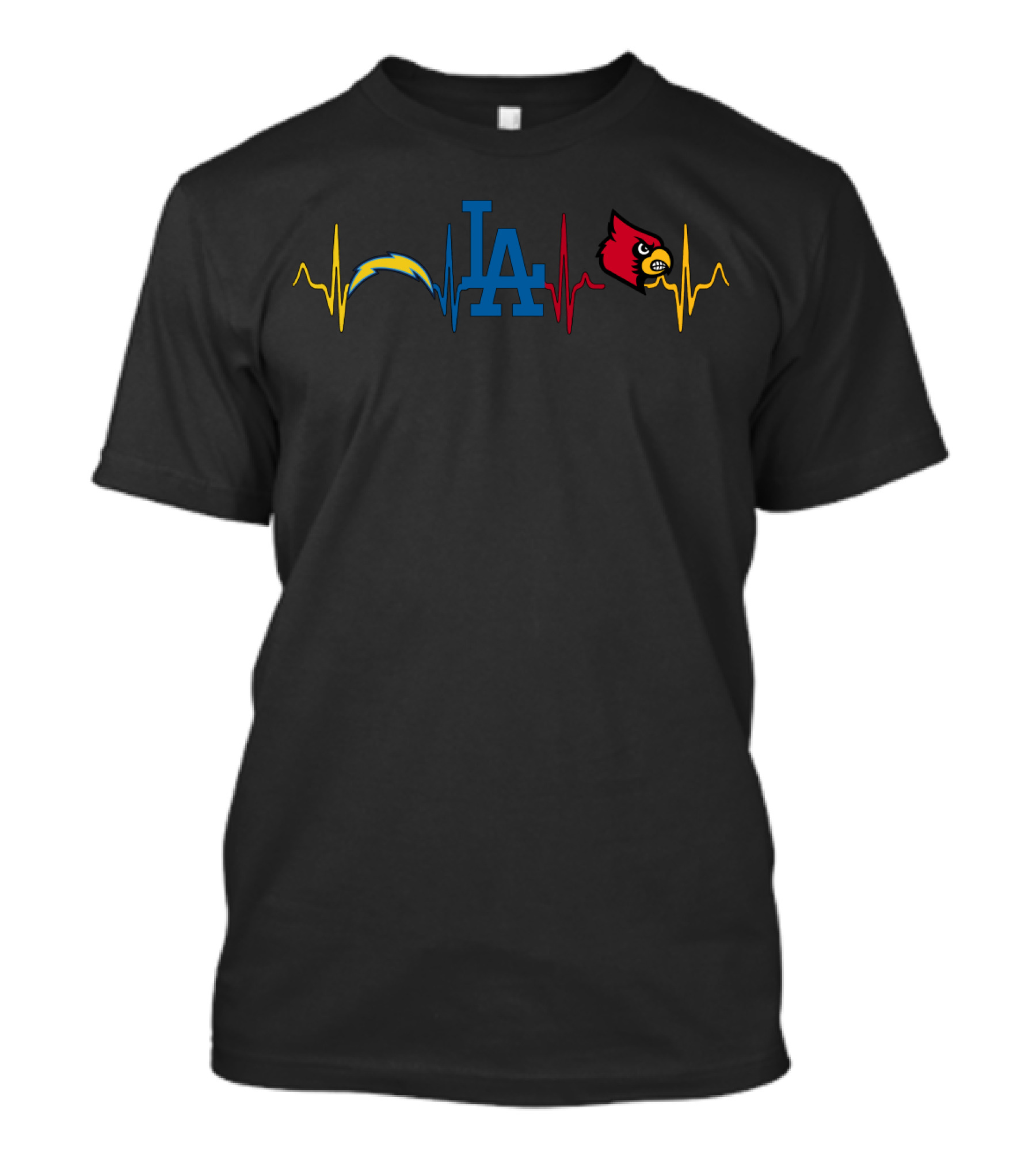 Love Chargers Dodgers Cardinals Lc Heartbeat T-Shirt