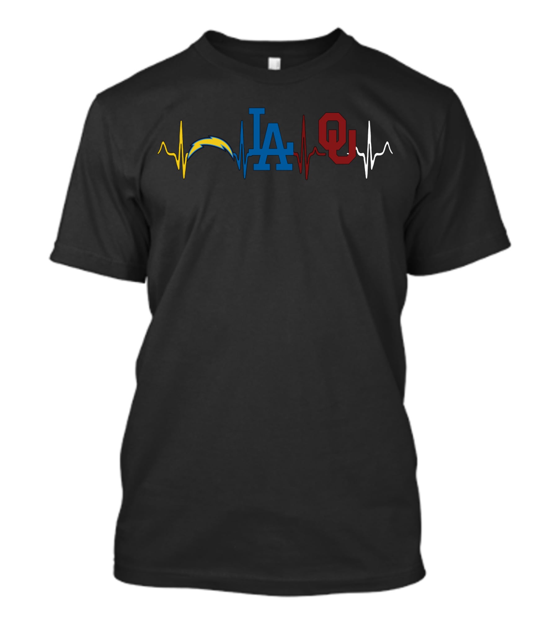 Los Angeles Chargers Dodgers Oklahoma Sooners Heartbeat T-Shirt