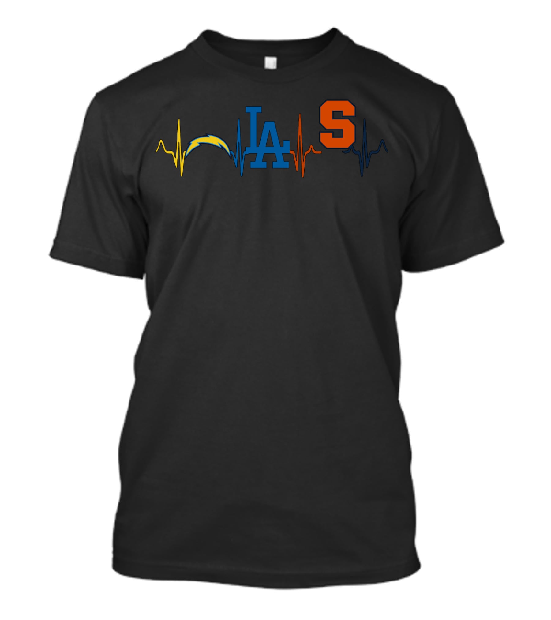 Love Chargers Dodgers Syracuse Heartbeat T-Shirt