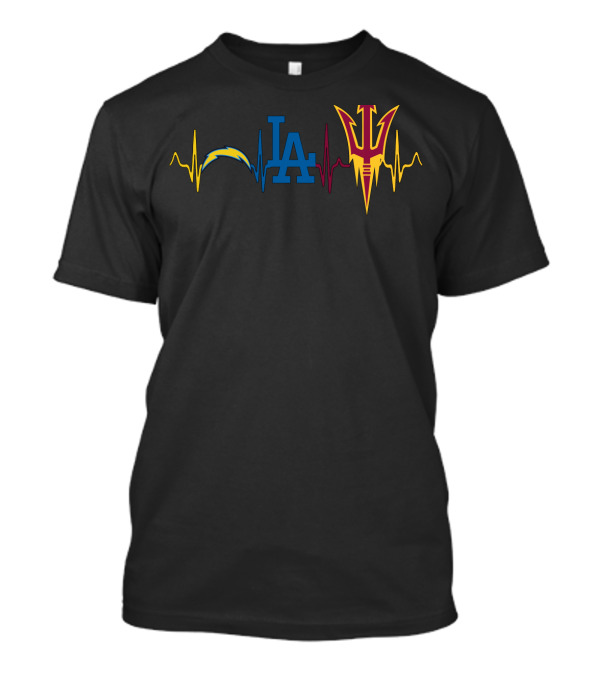 Chargers La Dodgers Arizona State Sun Devils Heartbeat T-Shirt