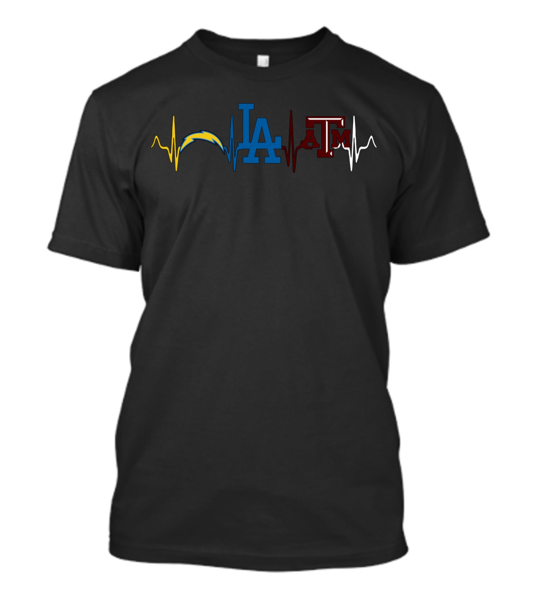 Love Chargers Dodgers Texas A&M Heartbeat T-Shirt