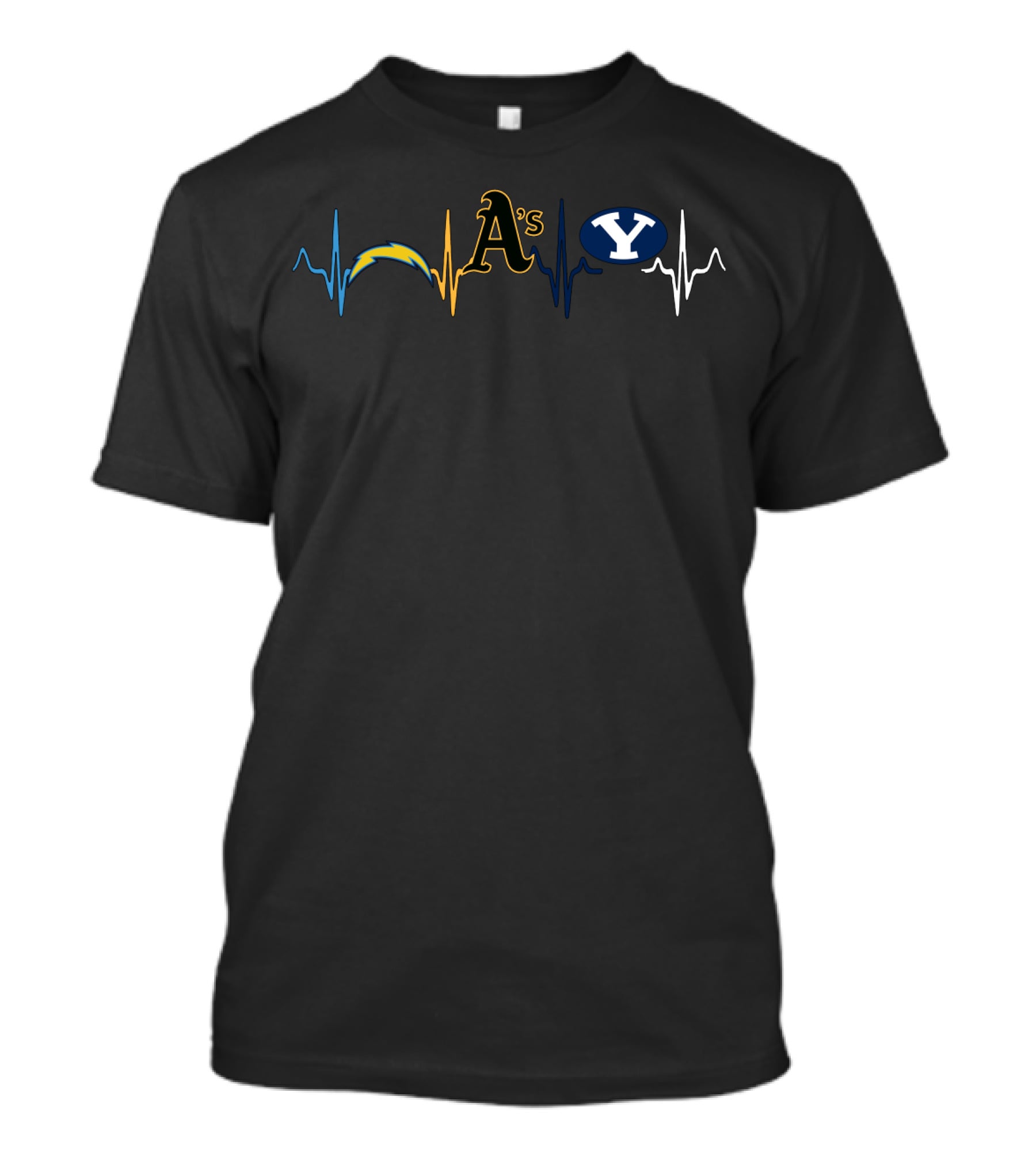 Love Chargers Athletics A's Byu Heartbeat T-Shirt