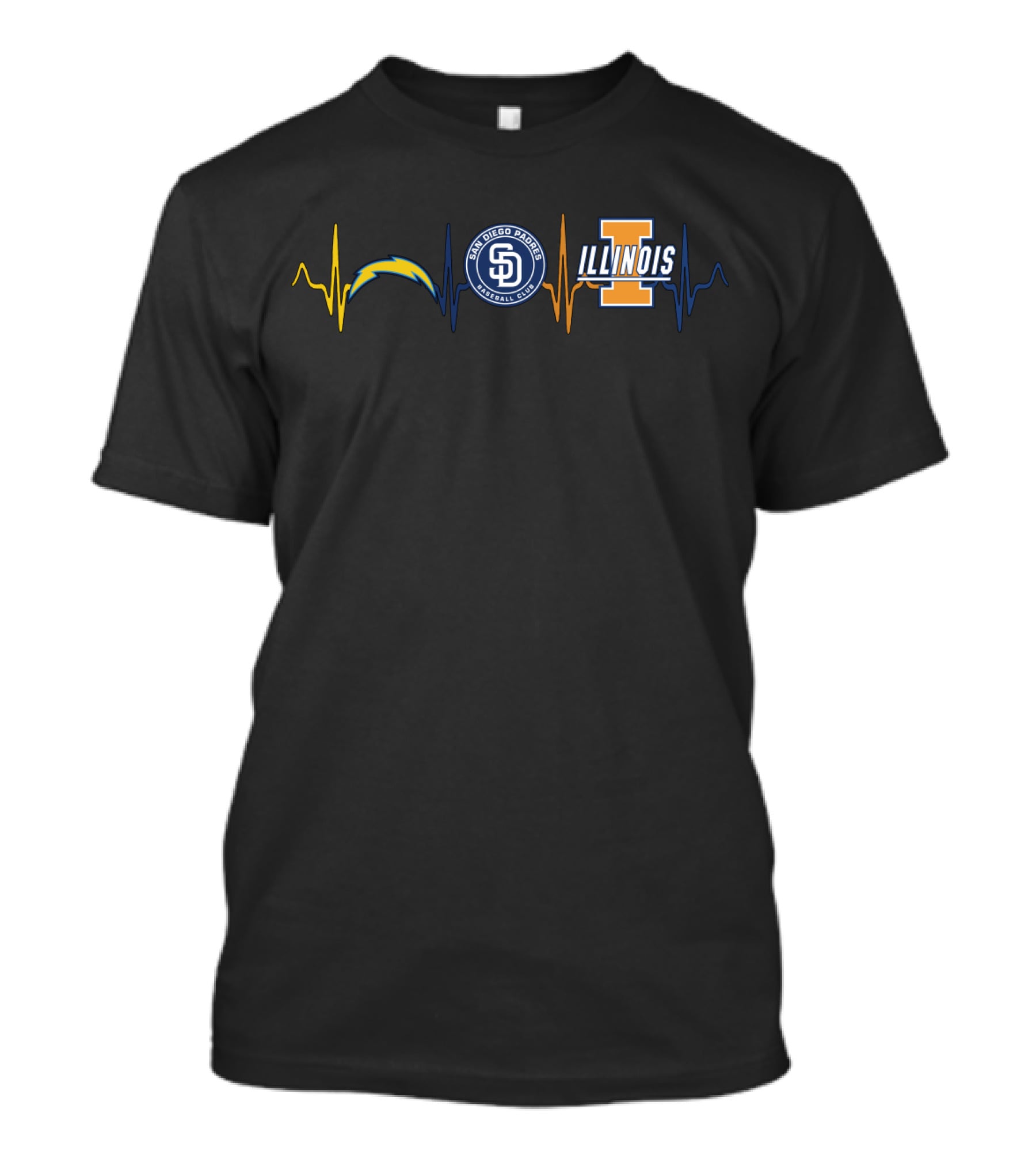 San Diego Chargers Padres Illinois Heartbeat T-Shirt