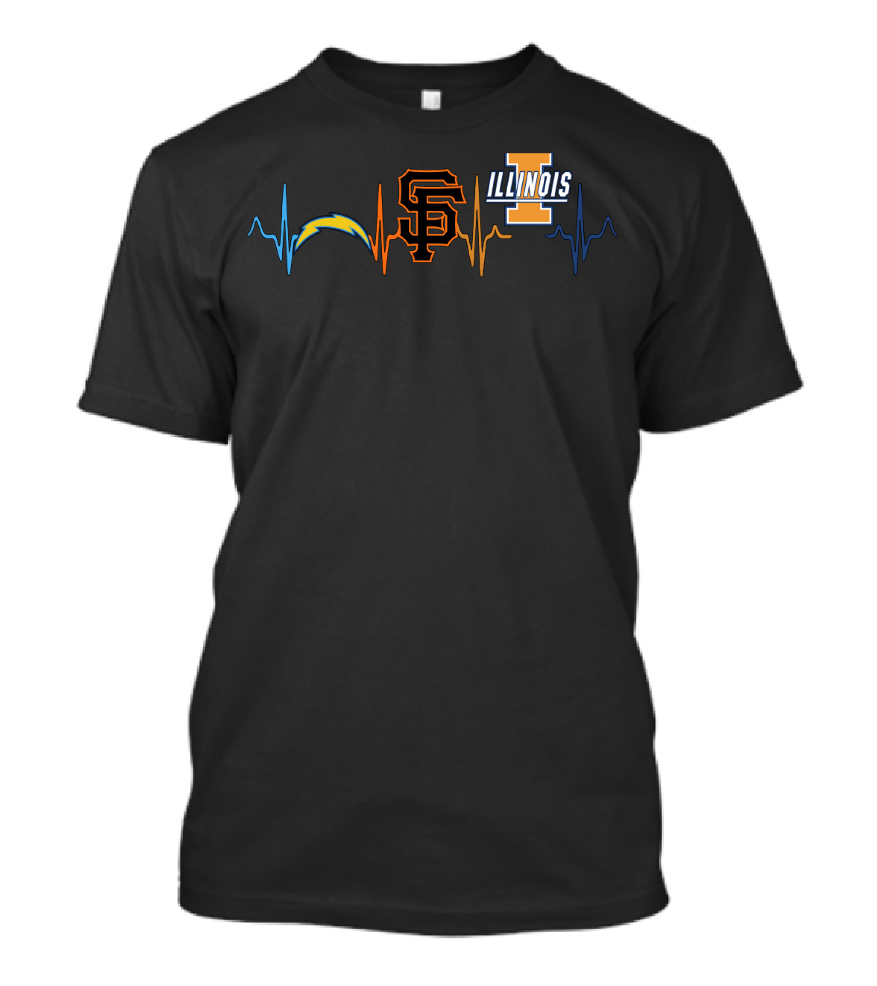 Chargers Sf Giants Illinois Fighting Illini Heartbeat T-Shirt