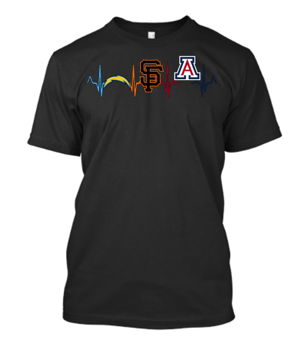 Chargers Giants Wildcats Heartbeat T-Shirt
