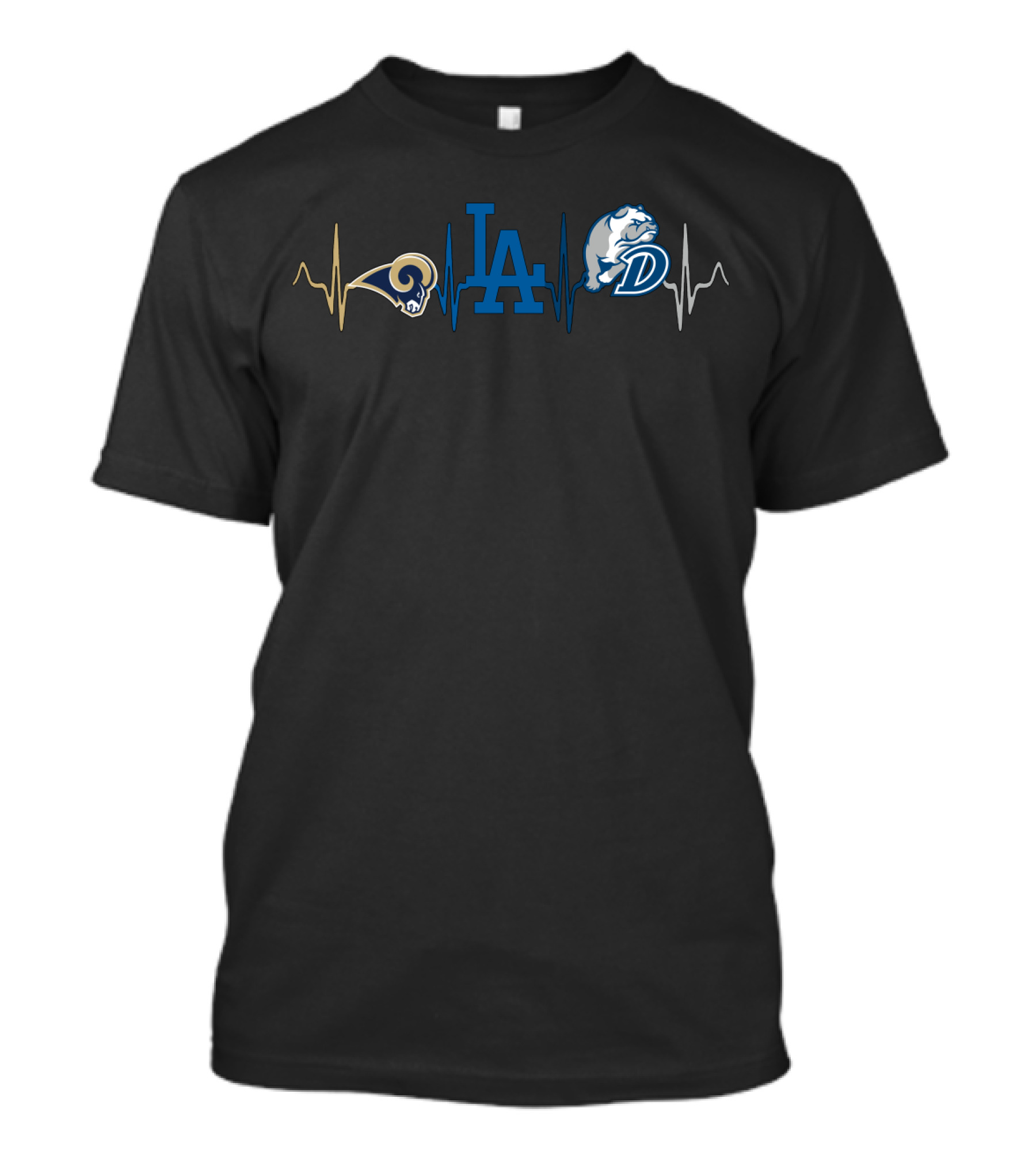 Love Rams La Dodgers Db Bulldogs Heartbeat T-Shirt