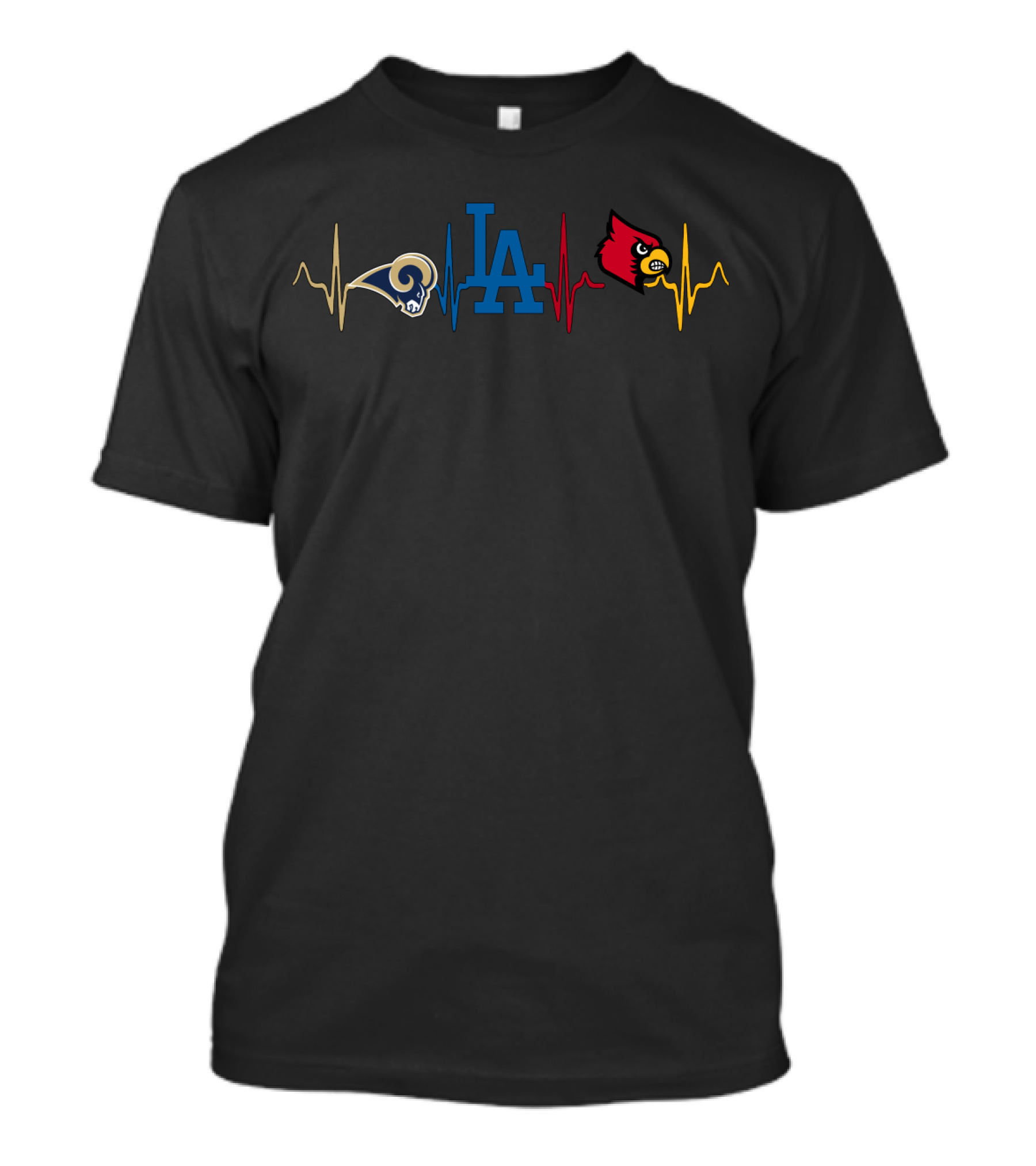 Love Rams Dodgers Lc Heartbeat Icons T-Shirt