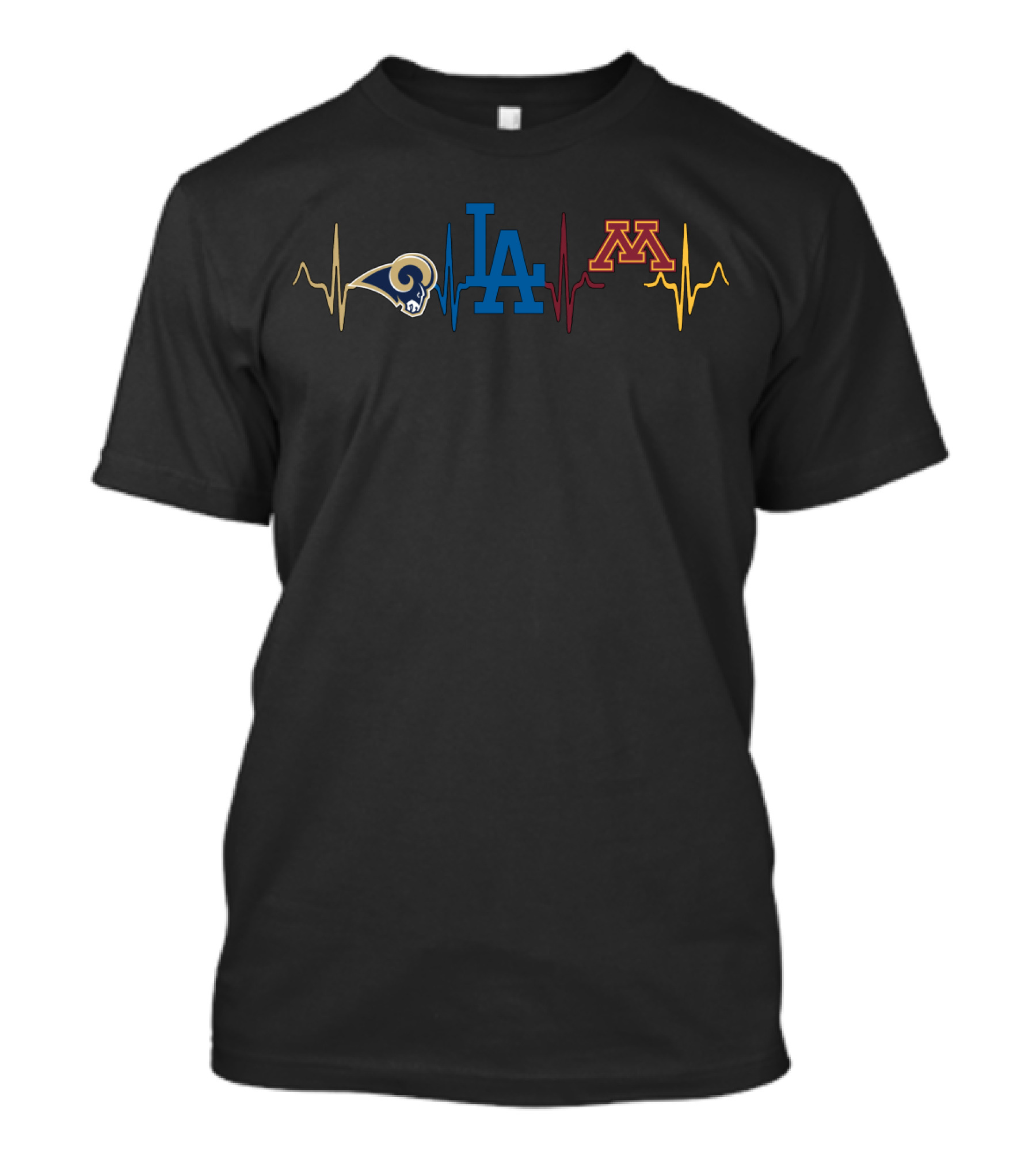 Love Rams Dodgers Heartbeat Mgg T-Shirt
