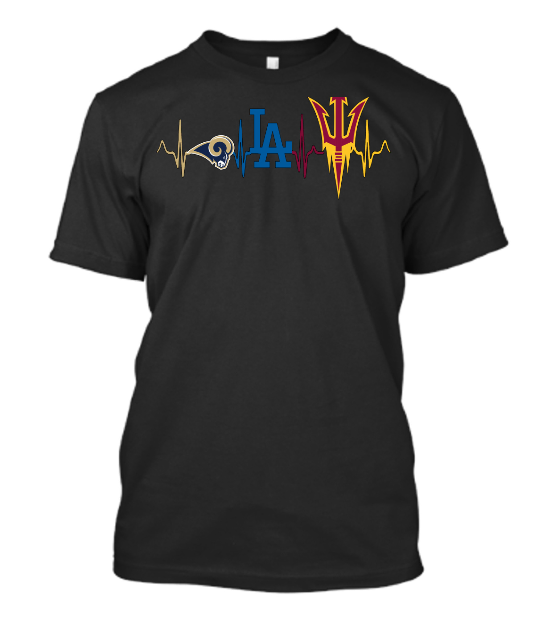 Love Rams Dodgers Sun Devils Heartbeat T-Shirt