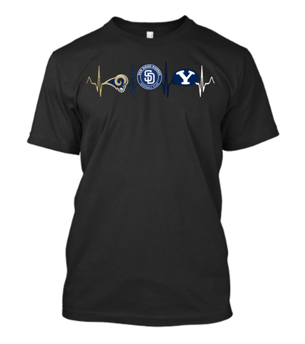 Rams Padres Byu Heartbeat Fan Love T-Shirt