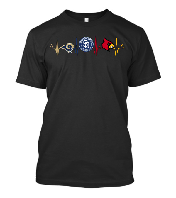 Rams Padres Louisville Cardinals Heartbeat T-Shirt