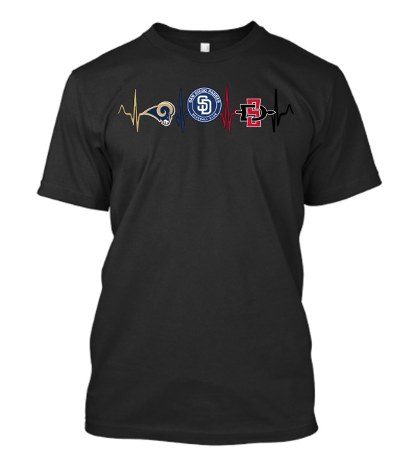 Love Rams San Diego Padres San Diego State Aztecs Heartbeat T-Shirt